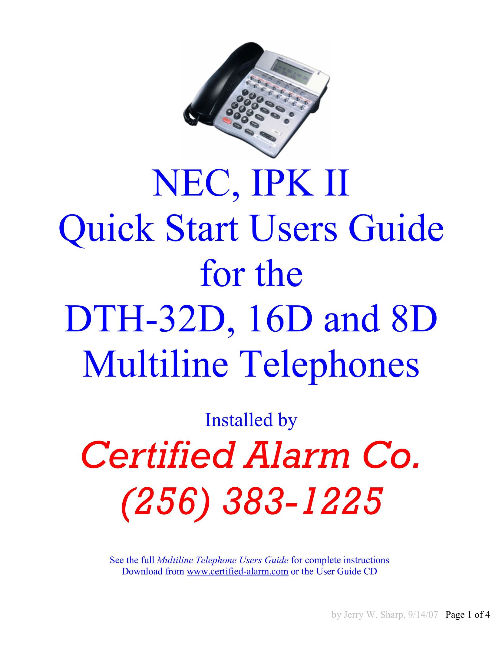 NEC 16D and 8D Telephone User Manual