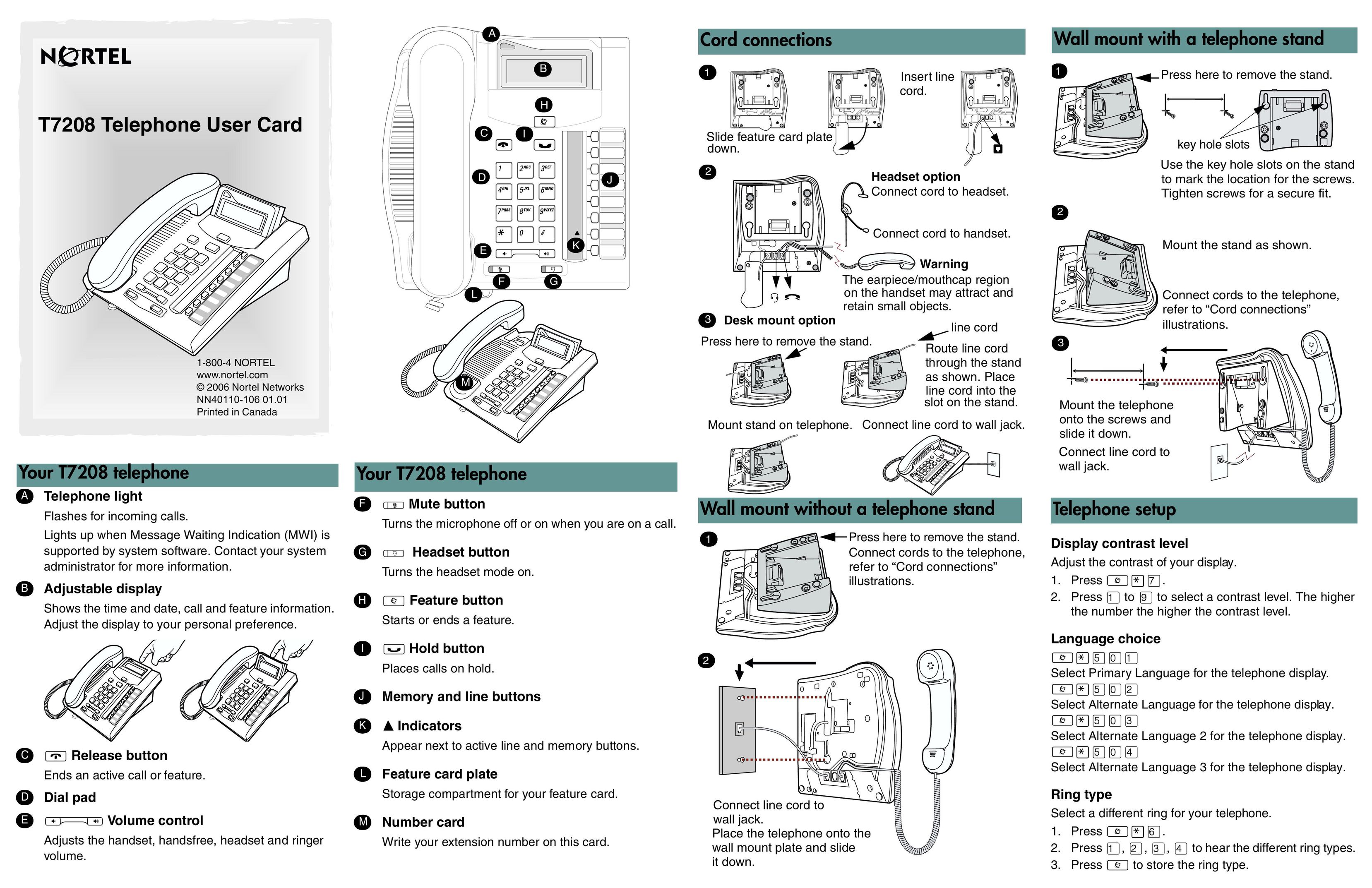 Nortec Industries T7208 Telephone User Manual