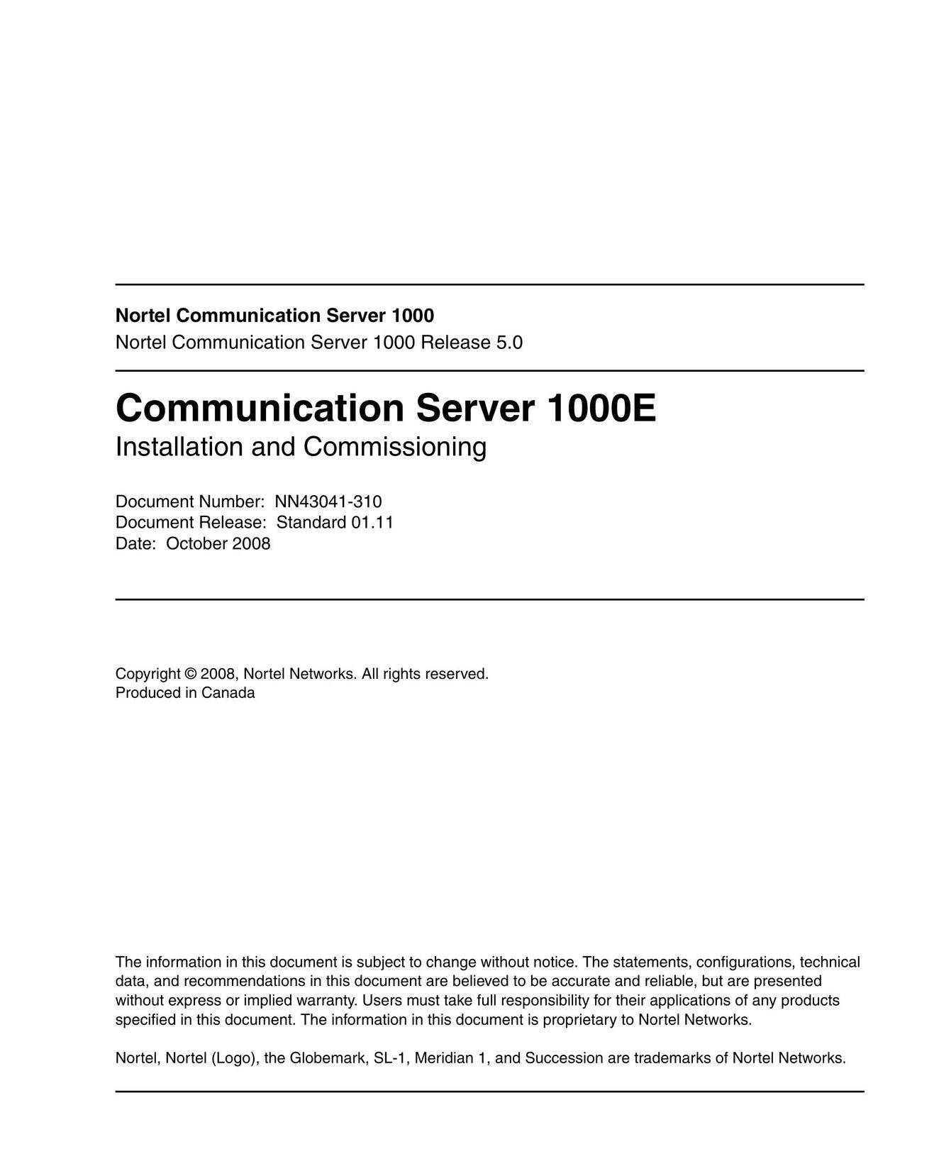 Nortel Networks 1000E Telephone User Manual
