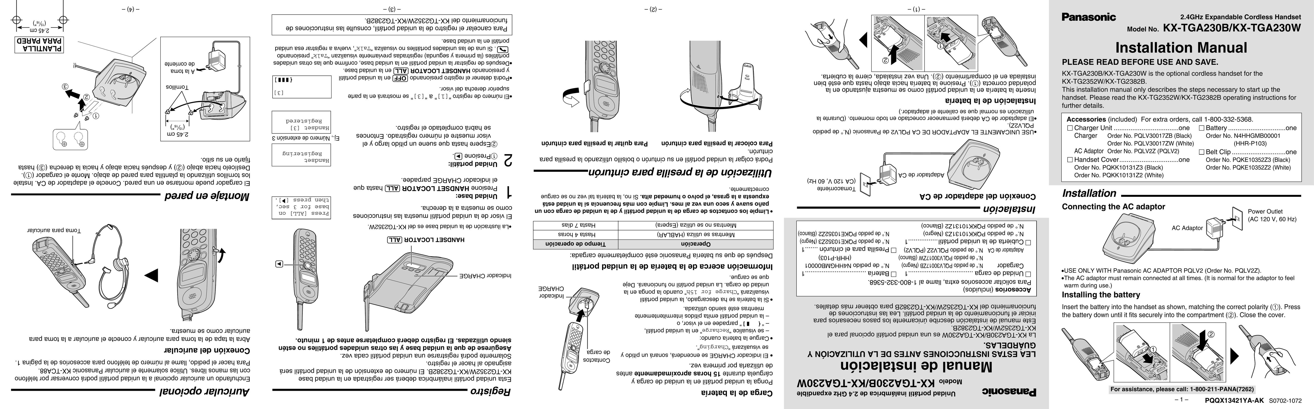 Panasonic 391 Telephone User Manual