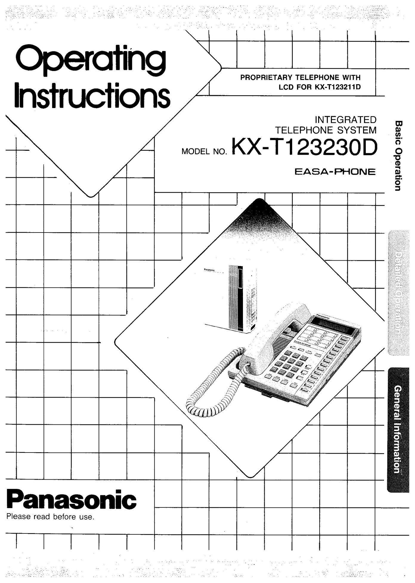 Panasonic integrated telephone system Telephone User Manual