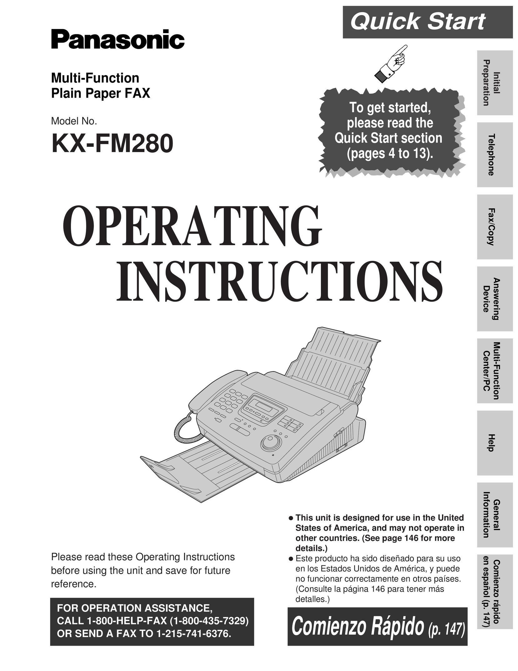 Panasonic KX-FM280 Telephone User Manual