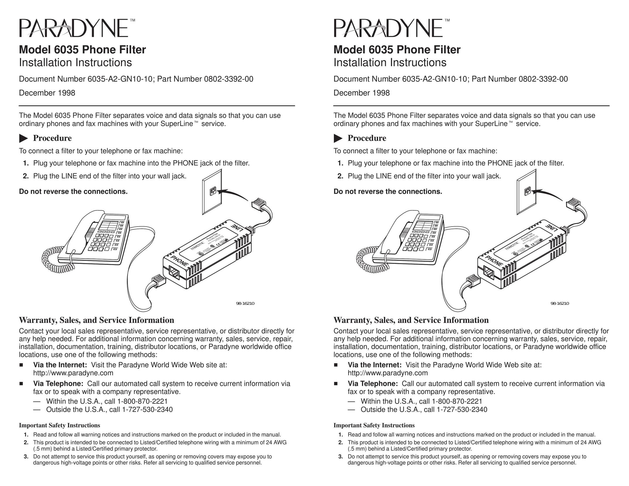 Paradyne 6035 Telephone User Manual