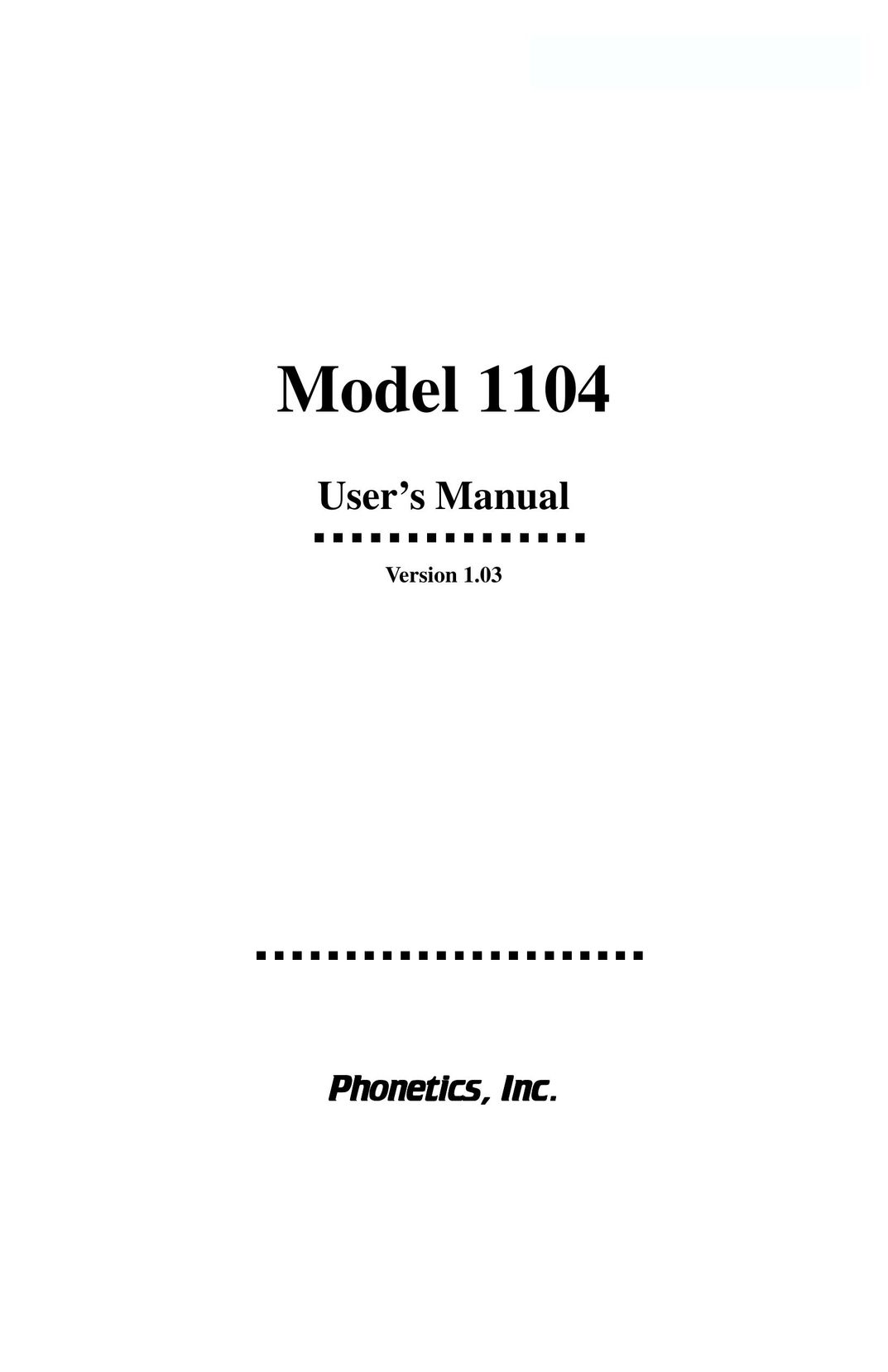 Phonetics 1104 Telephone User Manual
