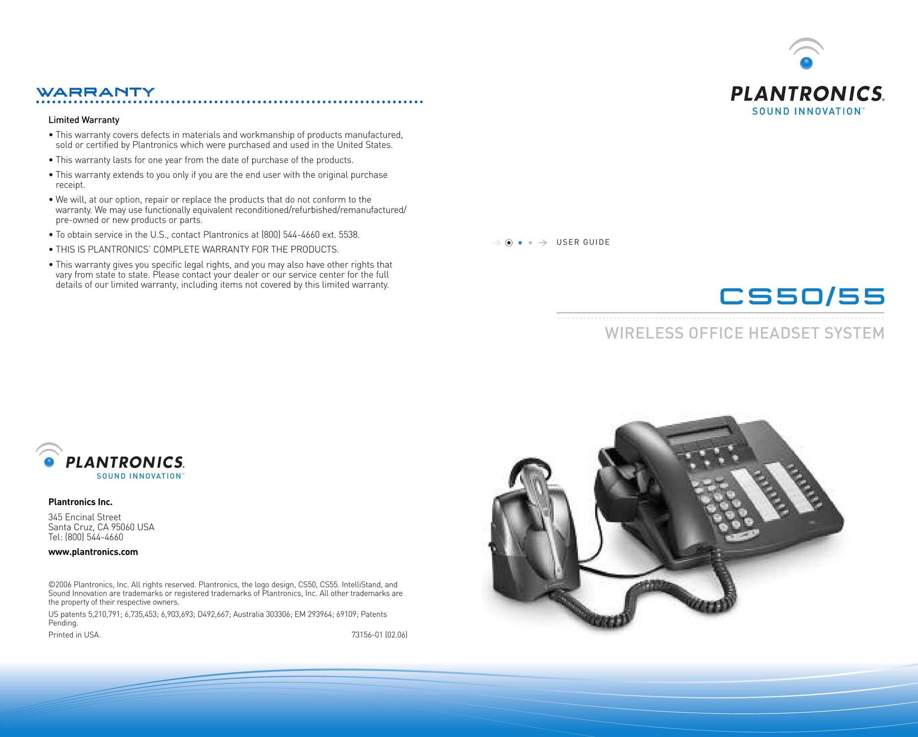 Plantronics CS50 Telephone User Manual