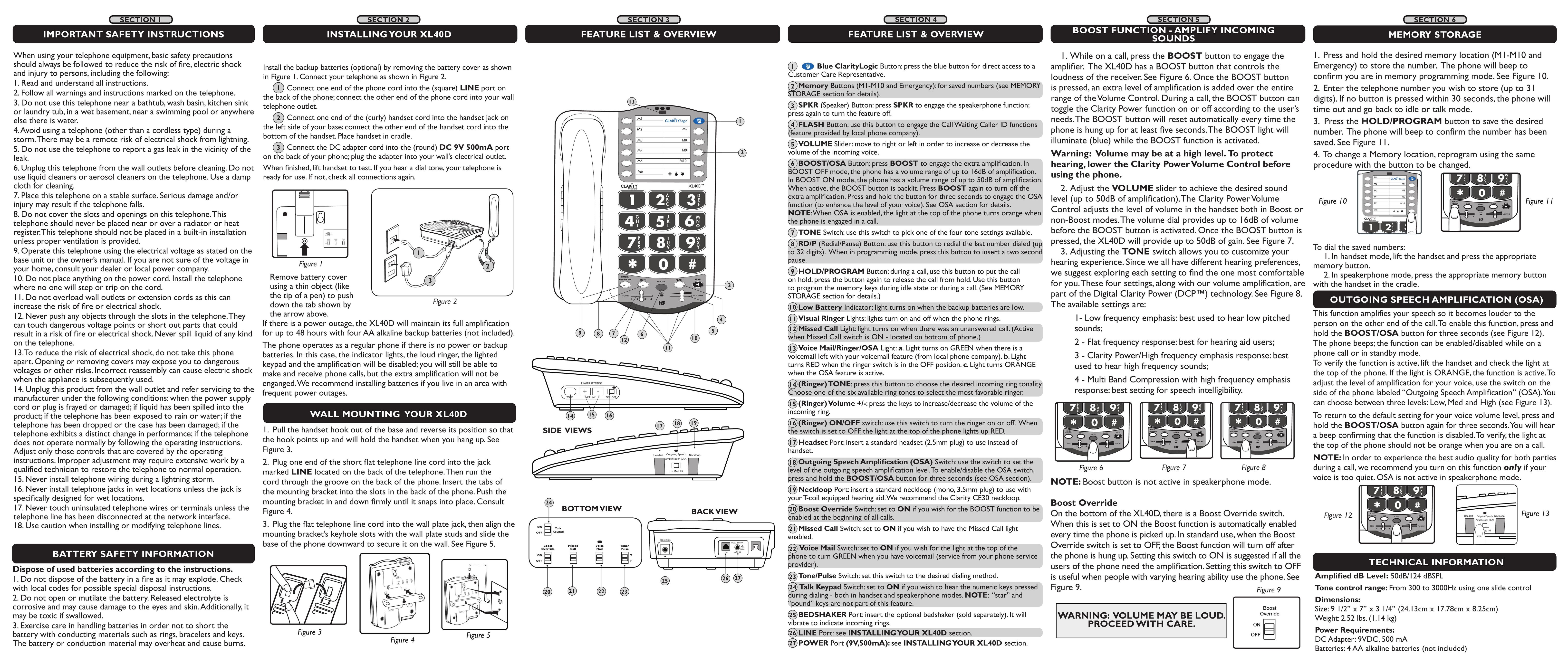 Plantronics XL40D Telephone User Manual