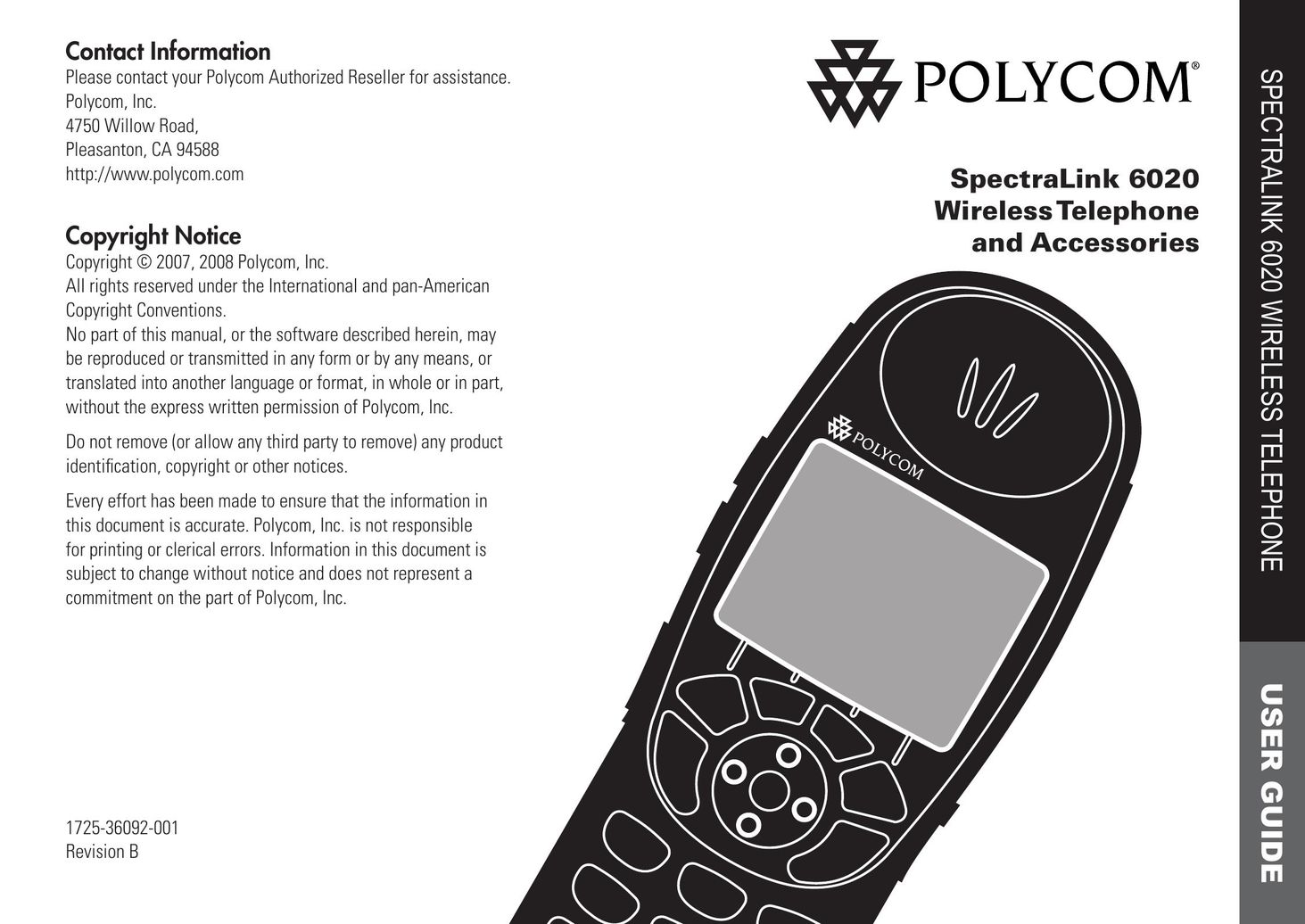 Polycom 6020 Telephone User Manual