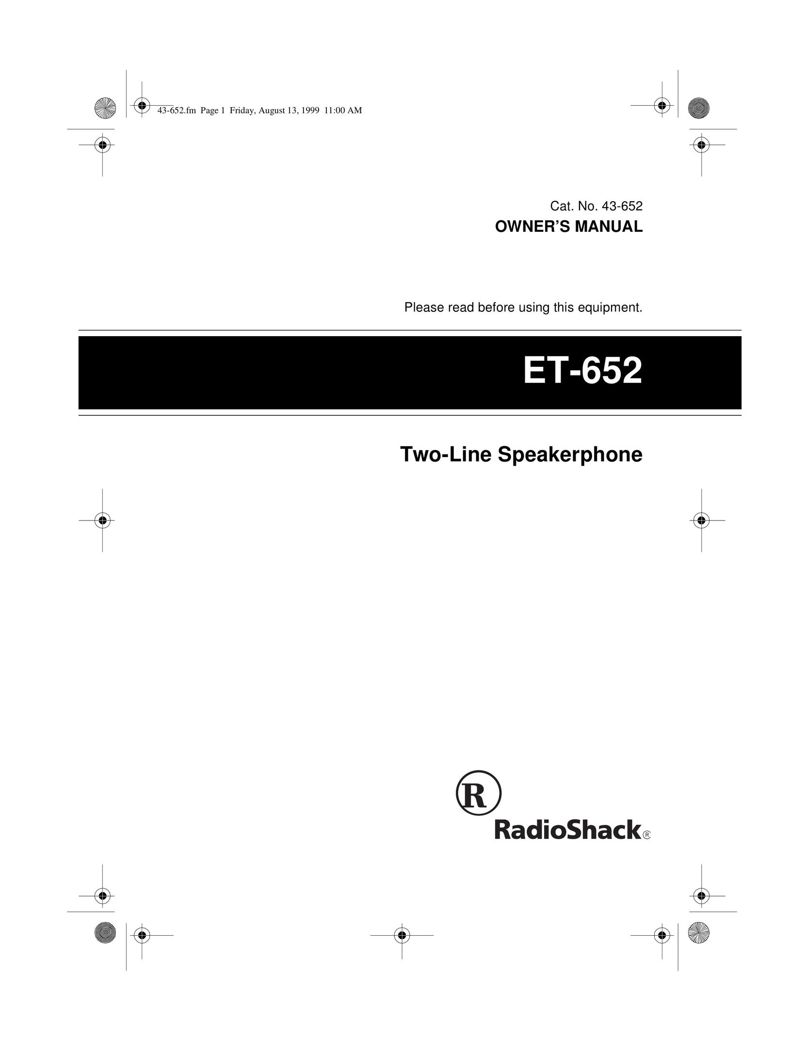 Radio Shack ET-652 Telephone User Manual