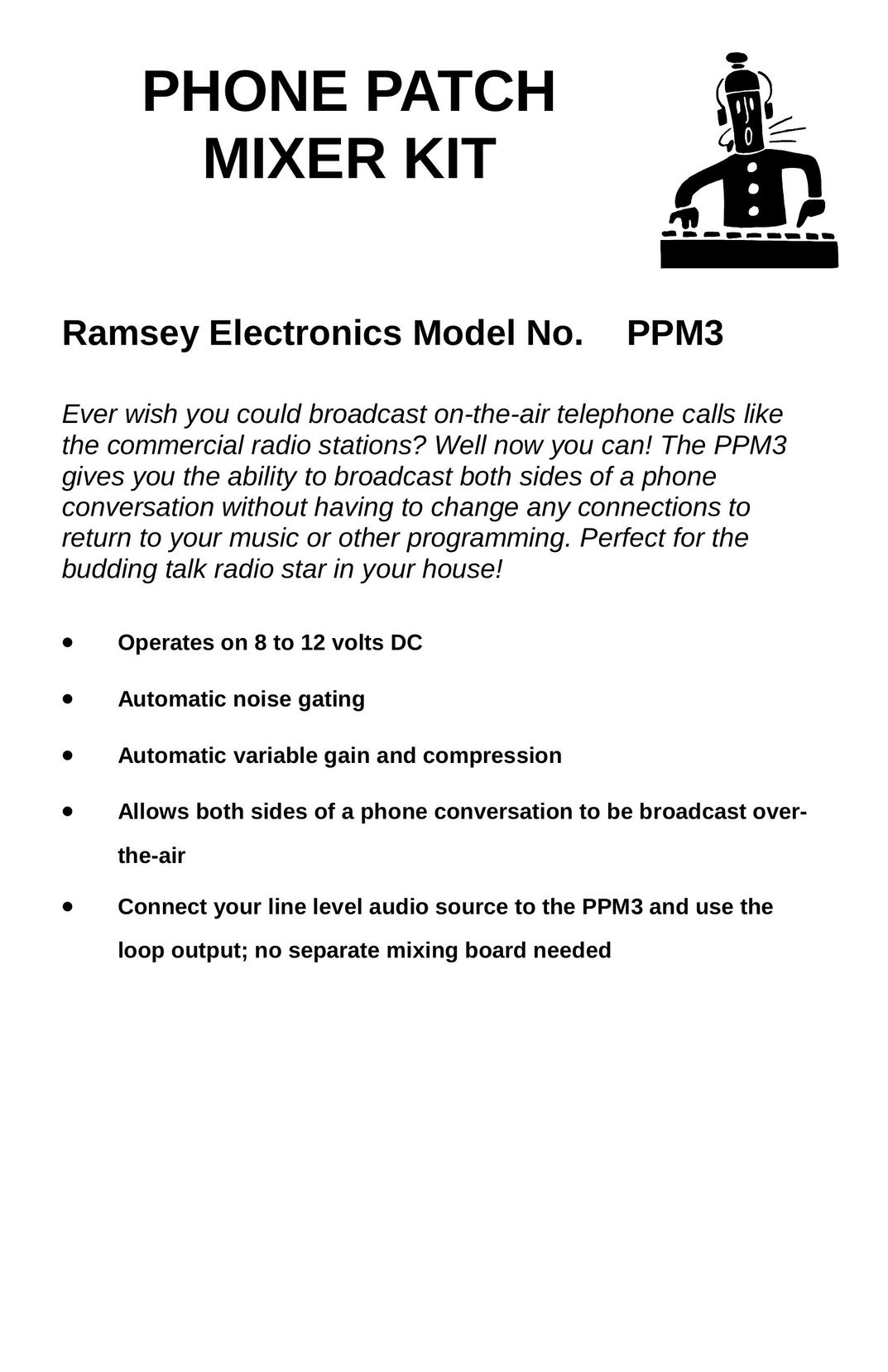 Ramsey Electronics PPM3 Telephone User Manual