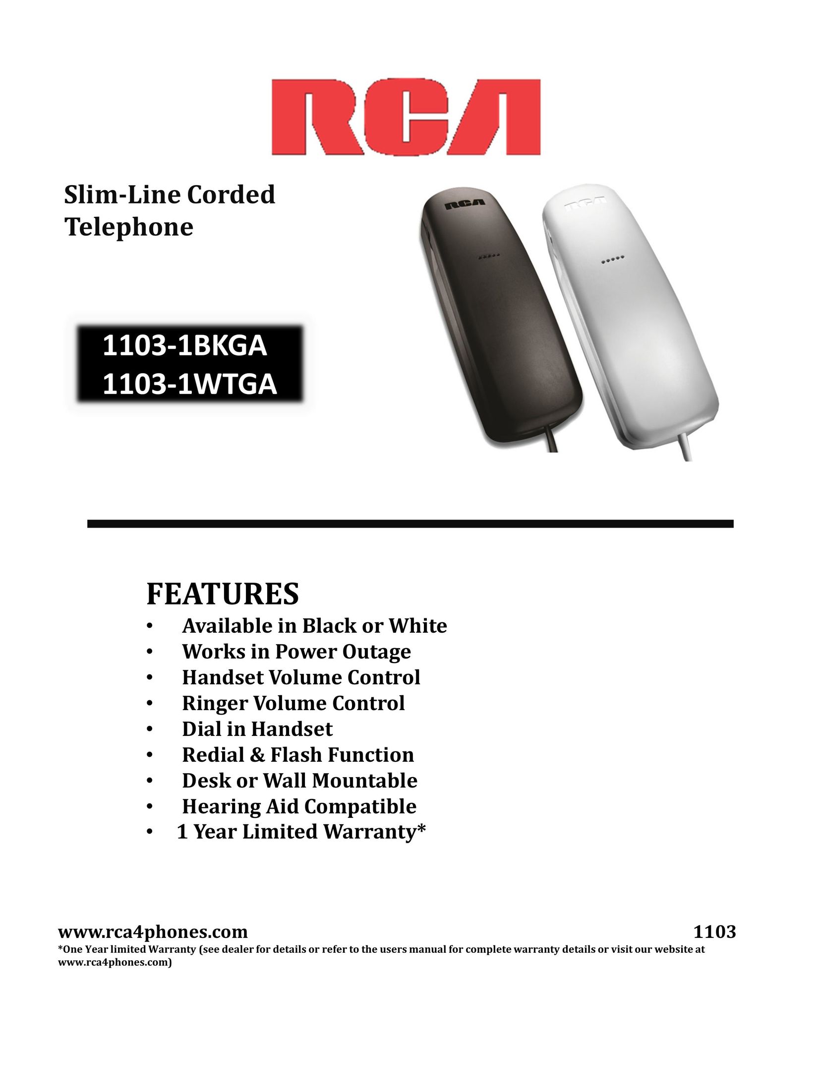 RCA 1103-1BKGA Telephone User Manual