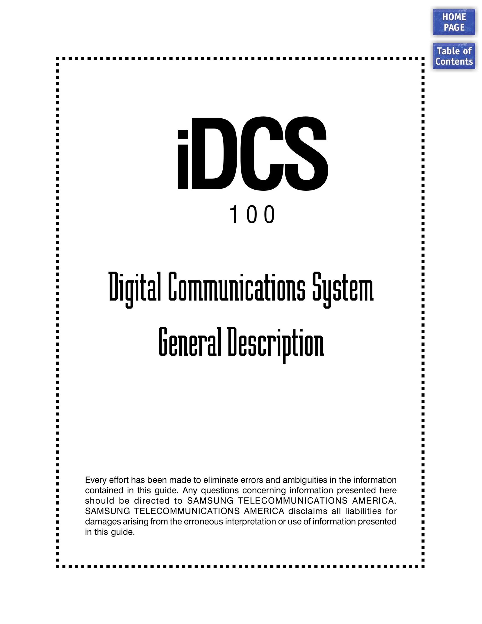 Samsung iDCS 100 Telephone User Manual