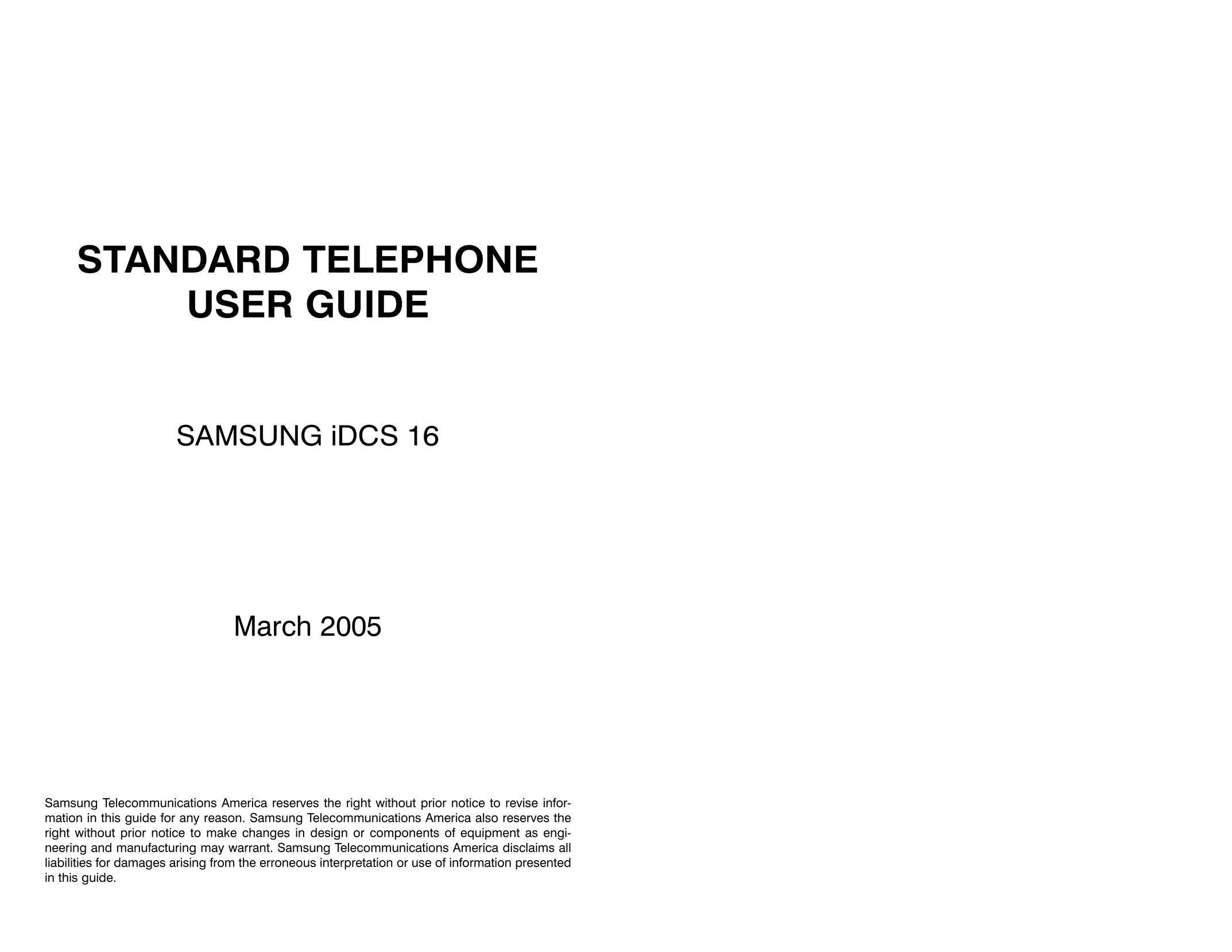 Samsung iDCS 16 Telephone User Manual