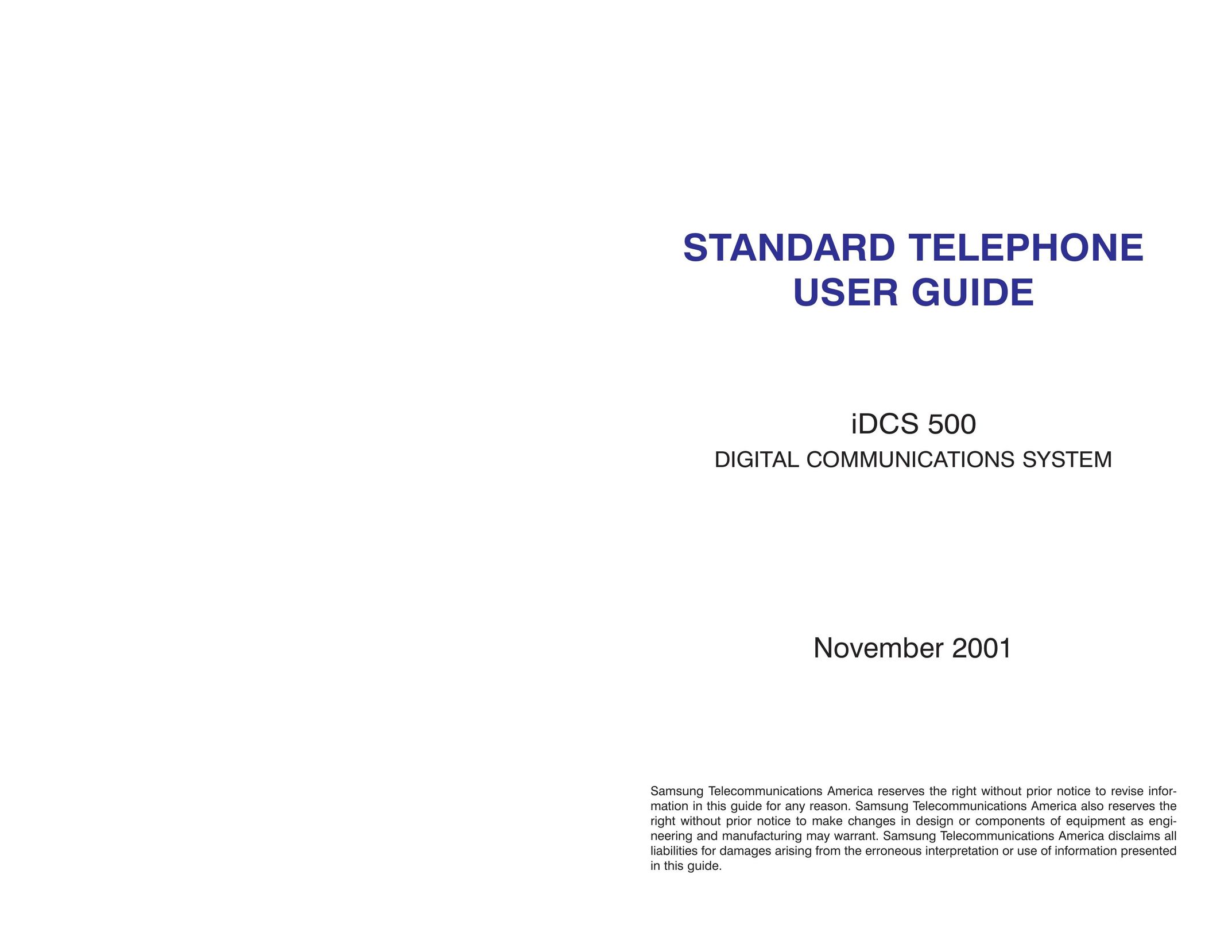 Samsung iDCS 500 Telephone User Manual