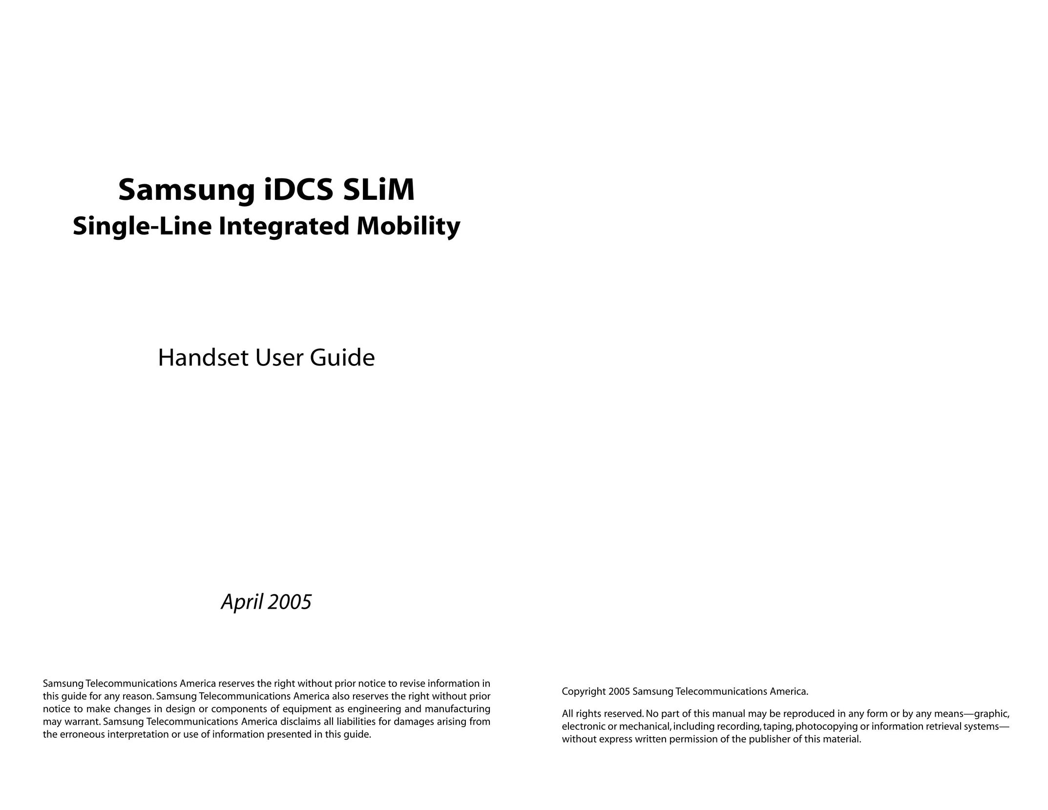 Samsung iDCS SLiM Telephone User Manual