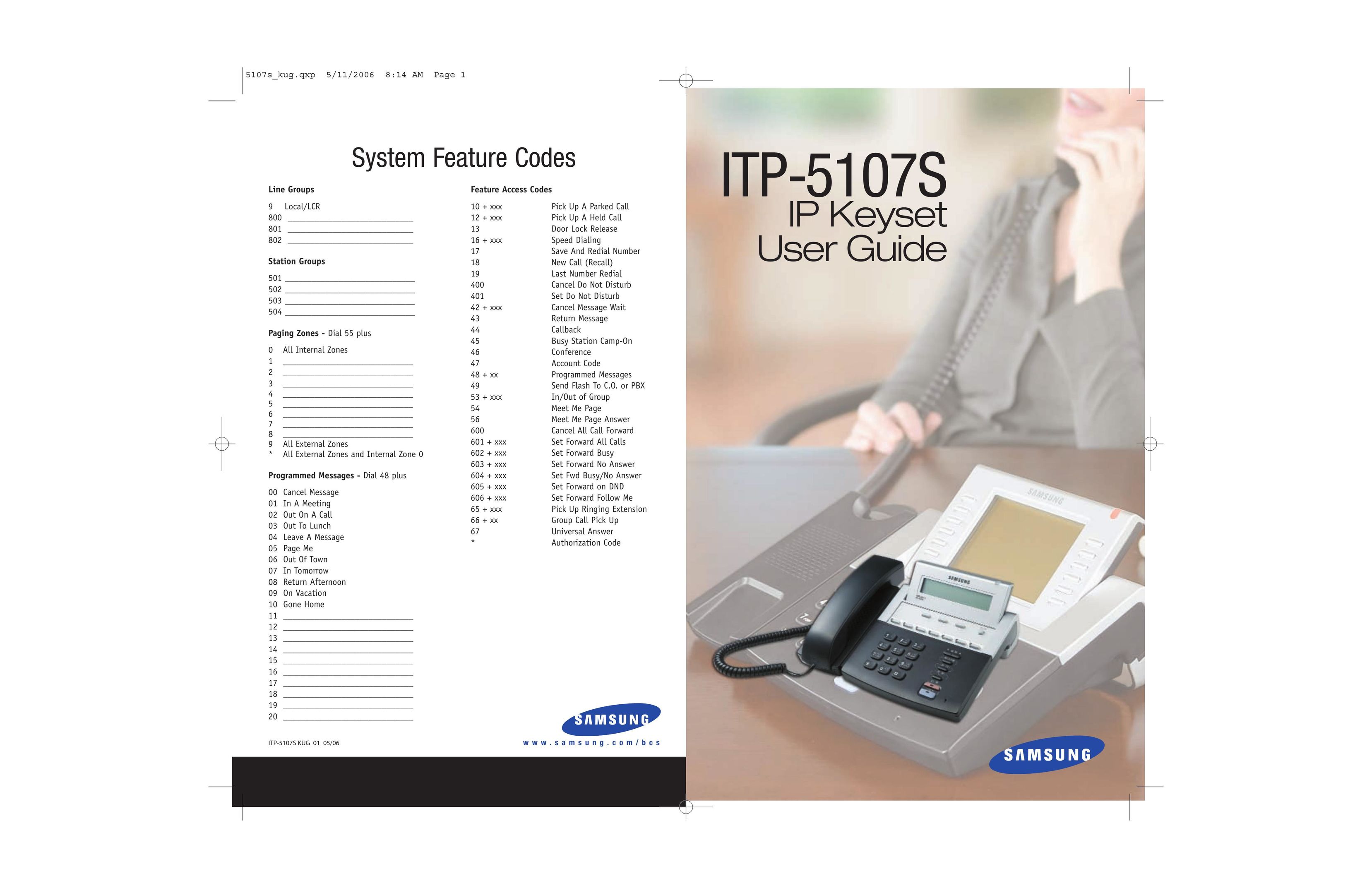 Samsung ITP-5107SIP Telephone User Manual