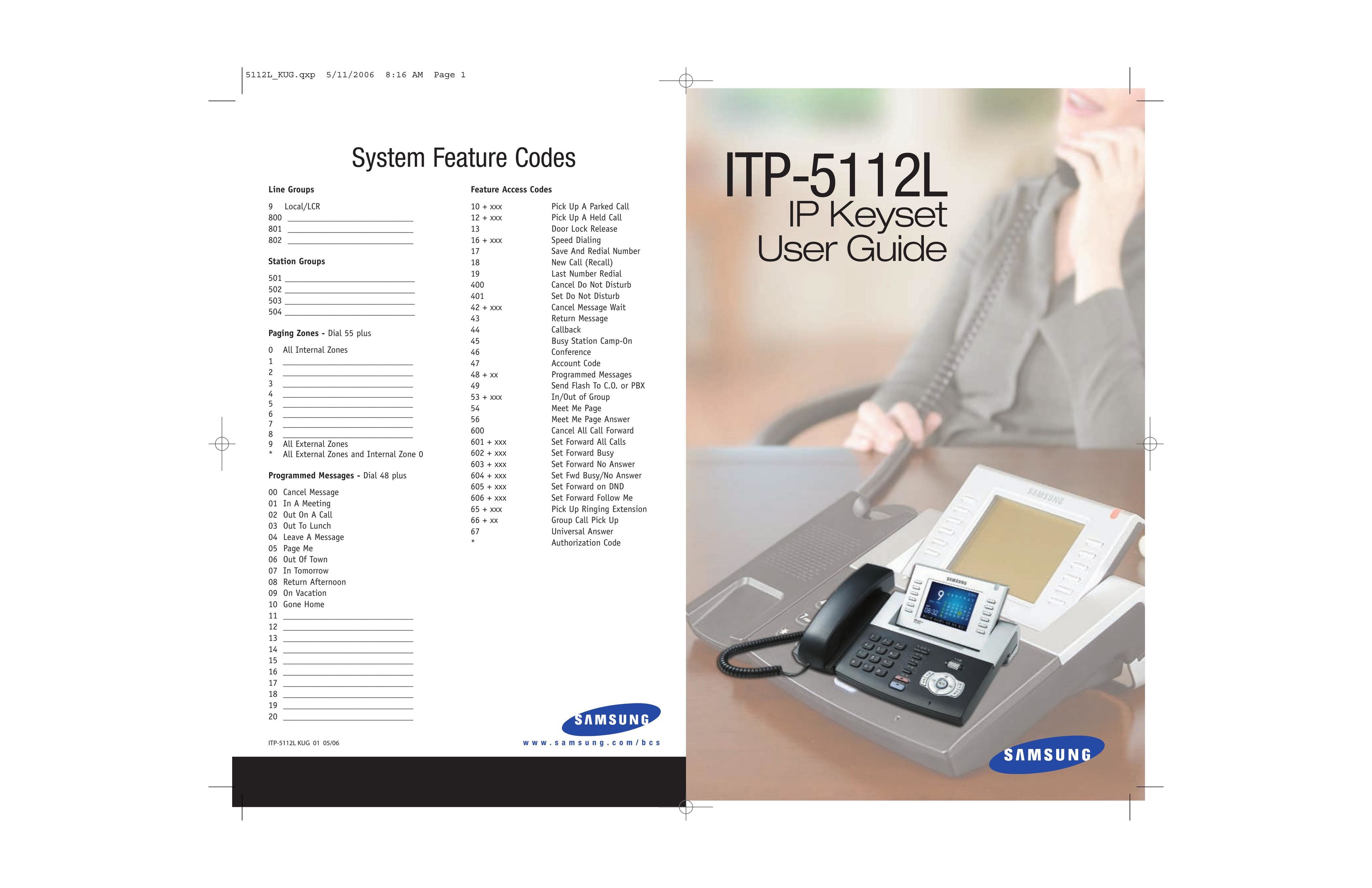 Samsung ITP-5112L Telephone User Manual