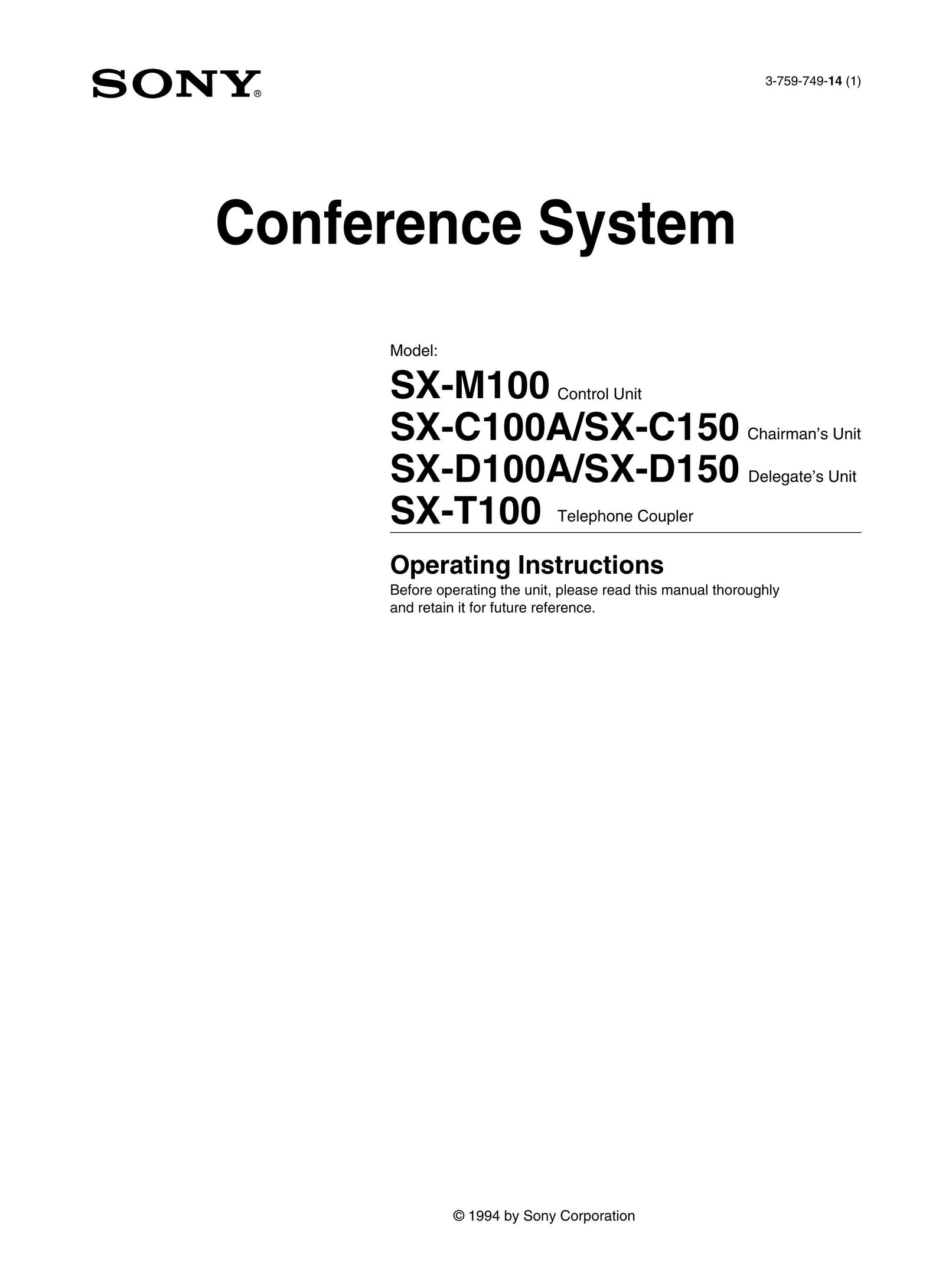 Sony SX-M100 Telephone User Manual