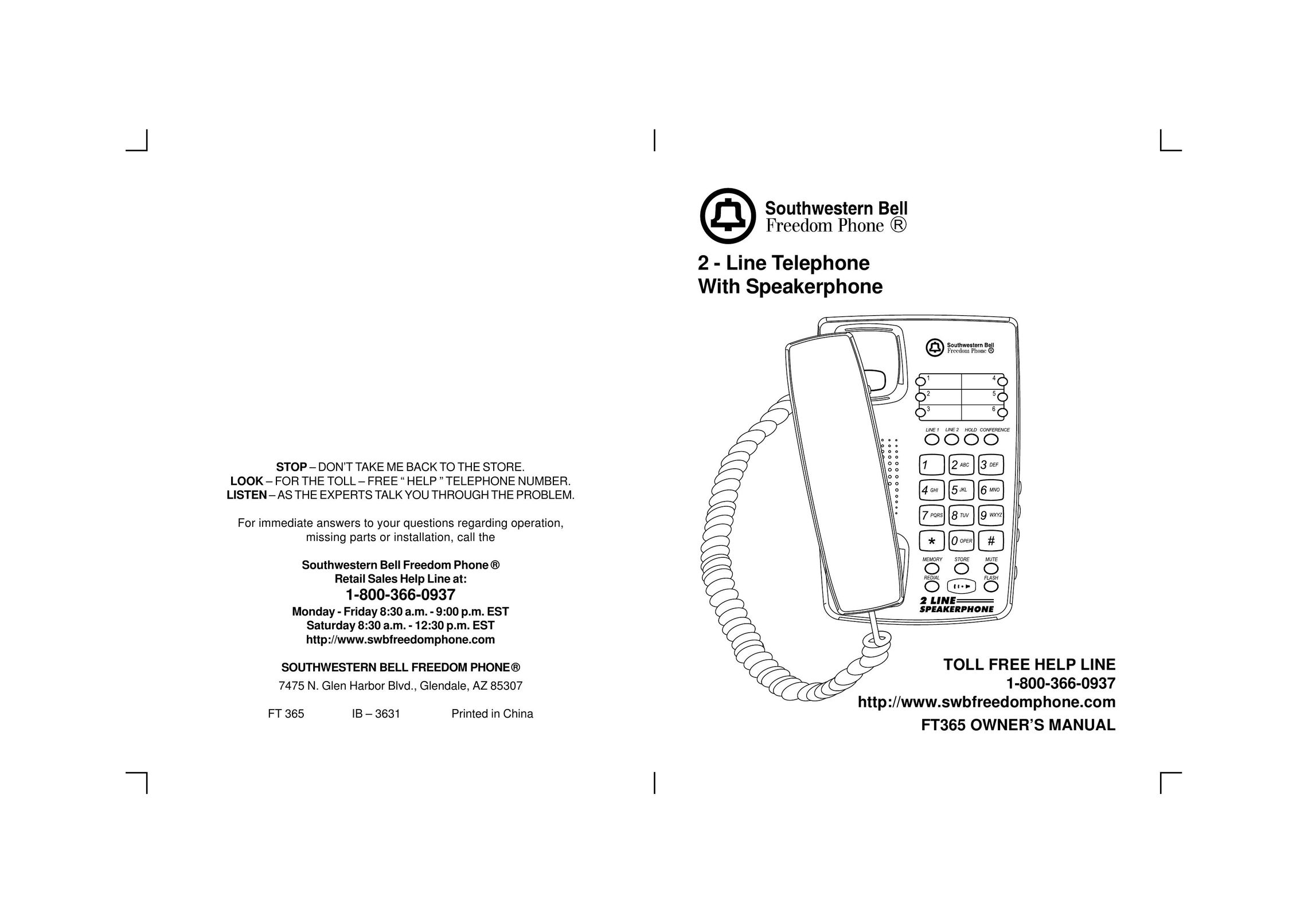 Southwestern Bell FT365 Telephone User Manual