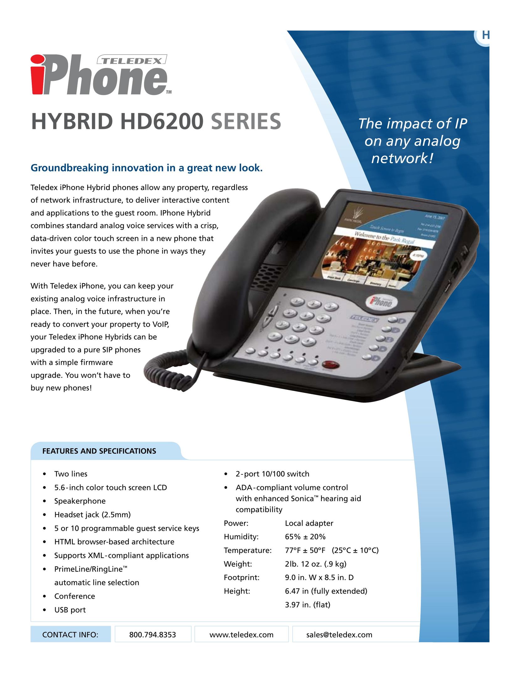 Teledex HD6200 series Telephone User Manual