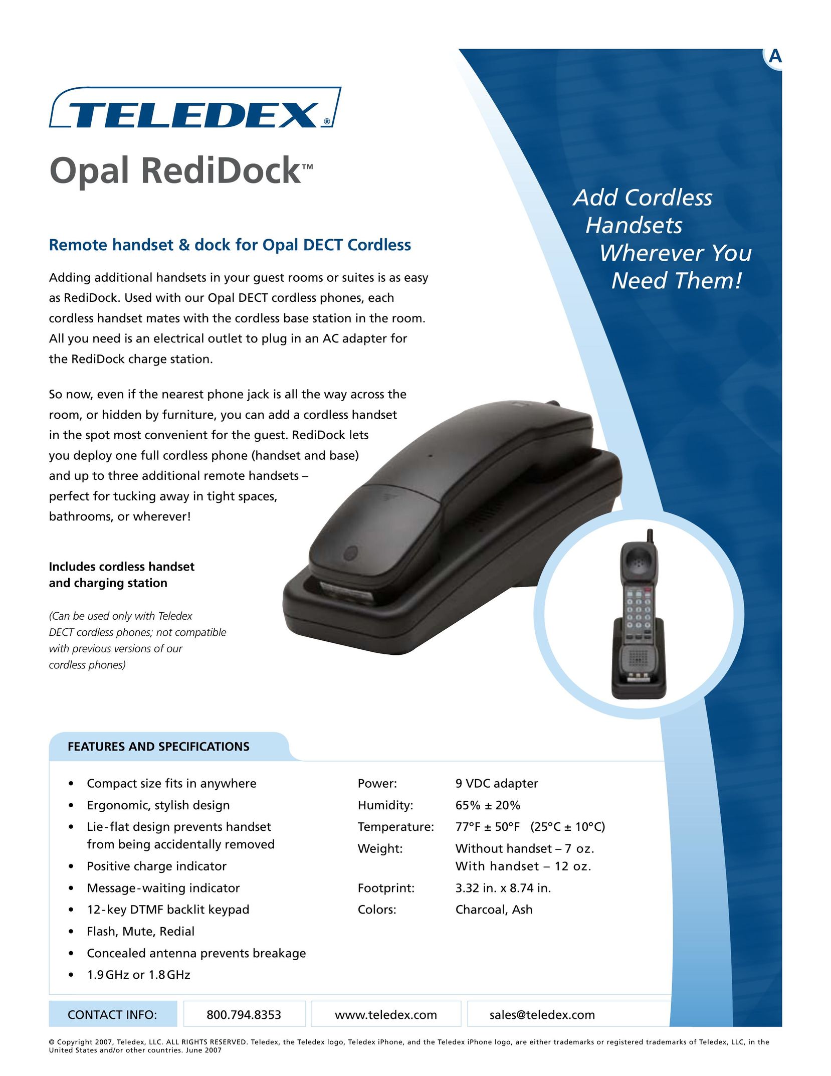 Teledex Opal RediDock Telephone User Manual