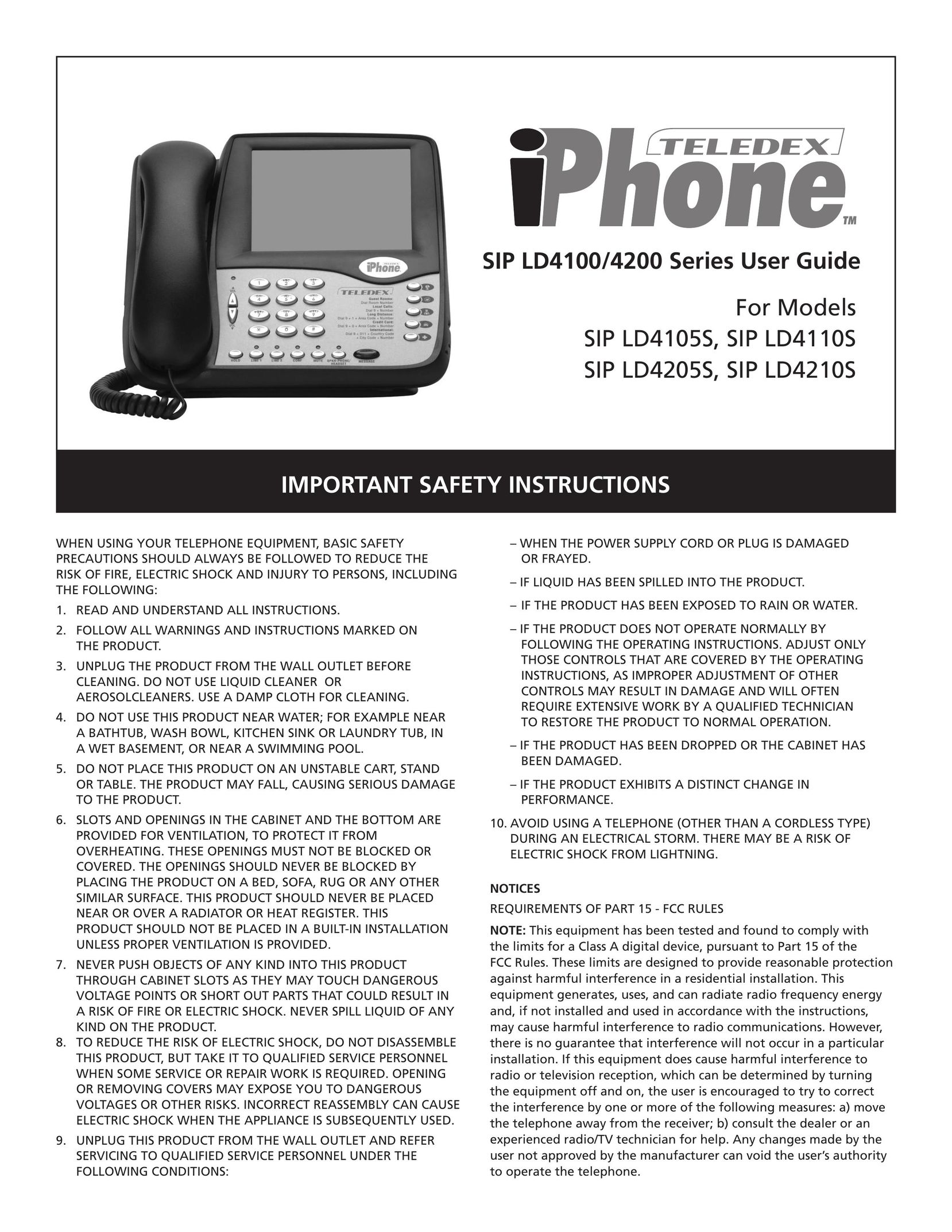 Teledex SIP LD4100 Telephone User Manual
