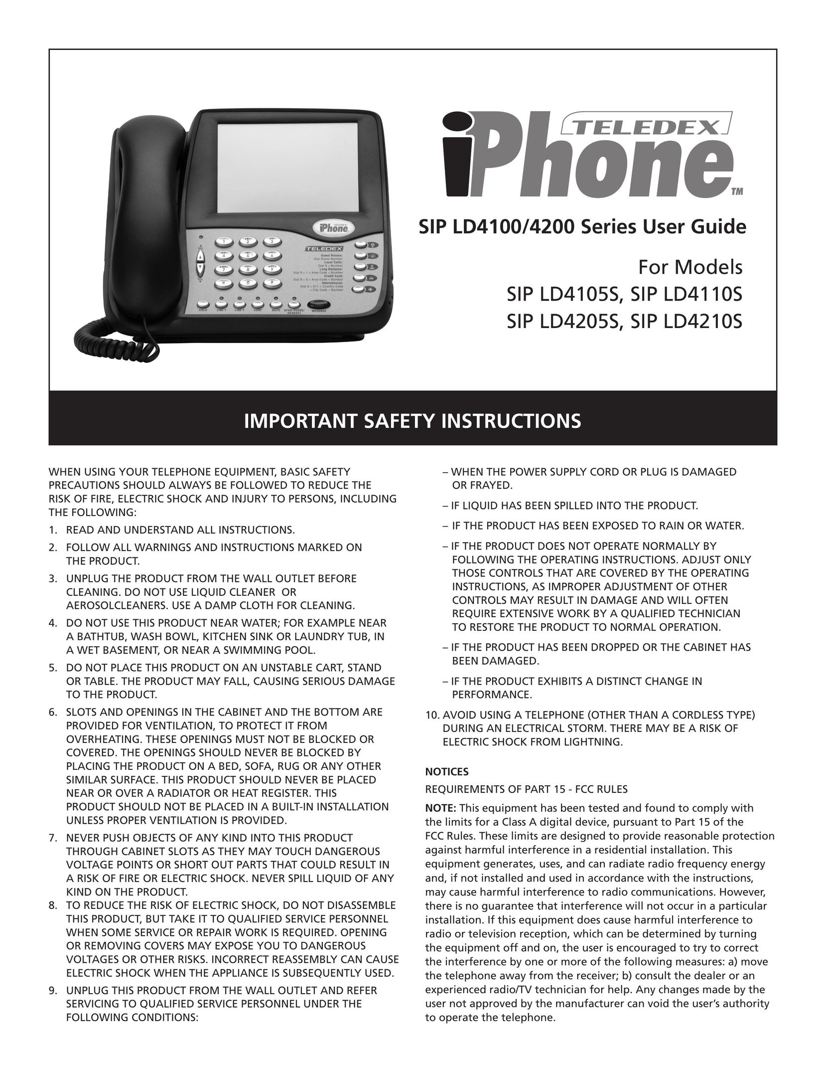 Teledex SIP LD4105S Telephone User Manual