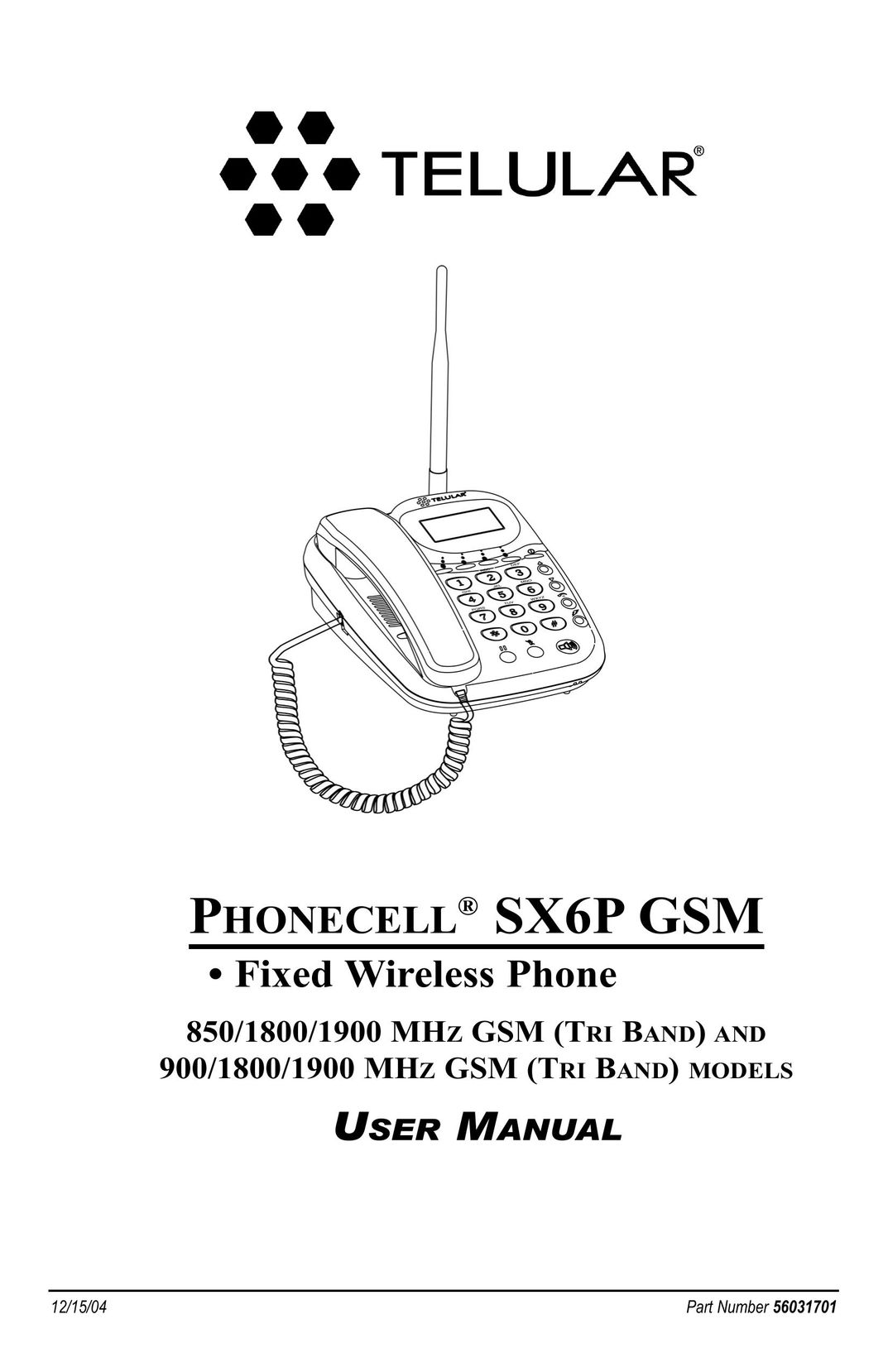 Telular SX6P GSM Telephone User Manual