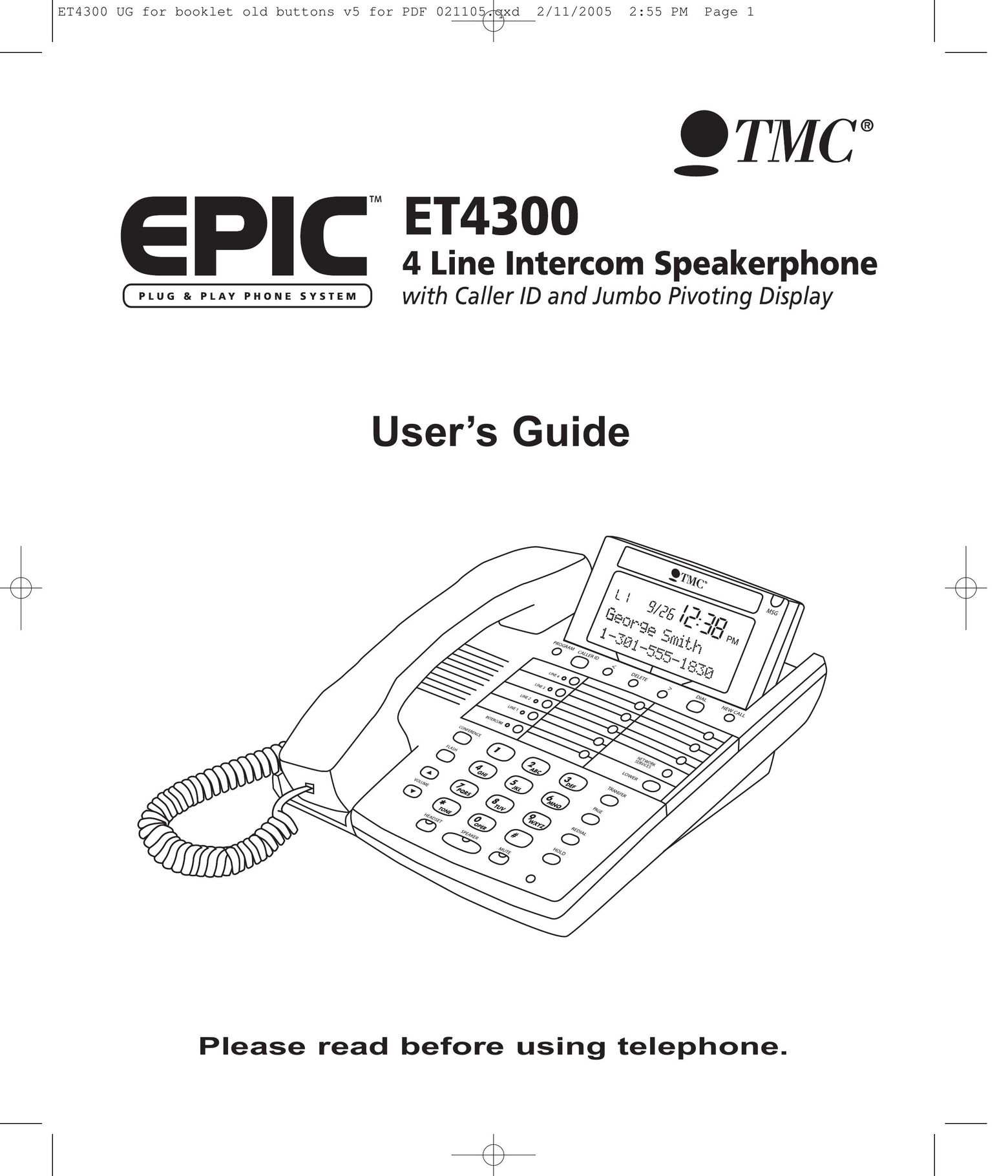 TMC ET4300 Telephone User Manual