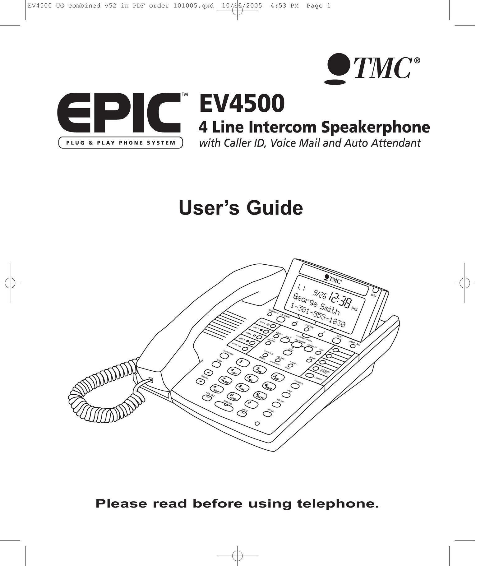 TMC EV4500 Telephone User Manual