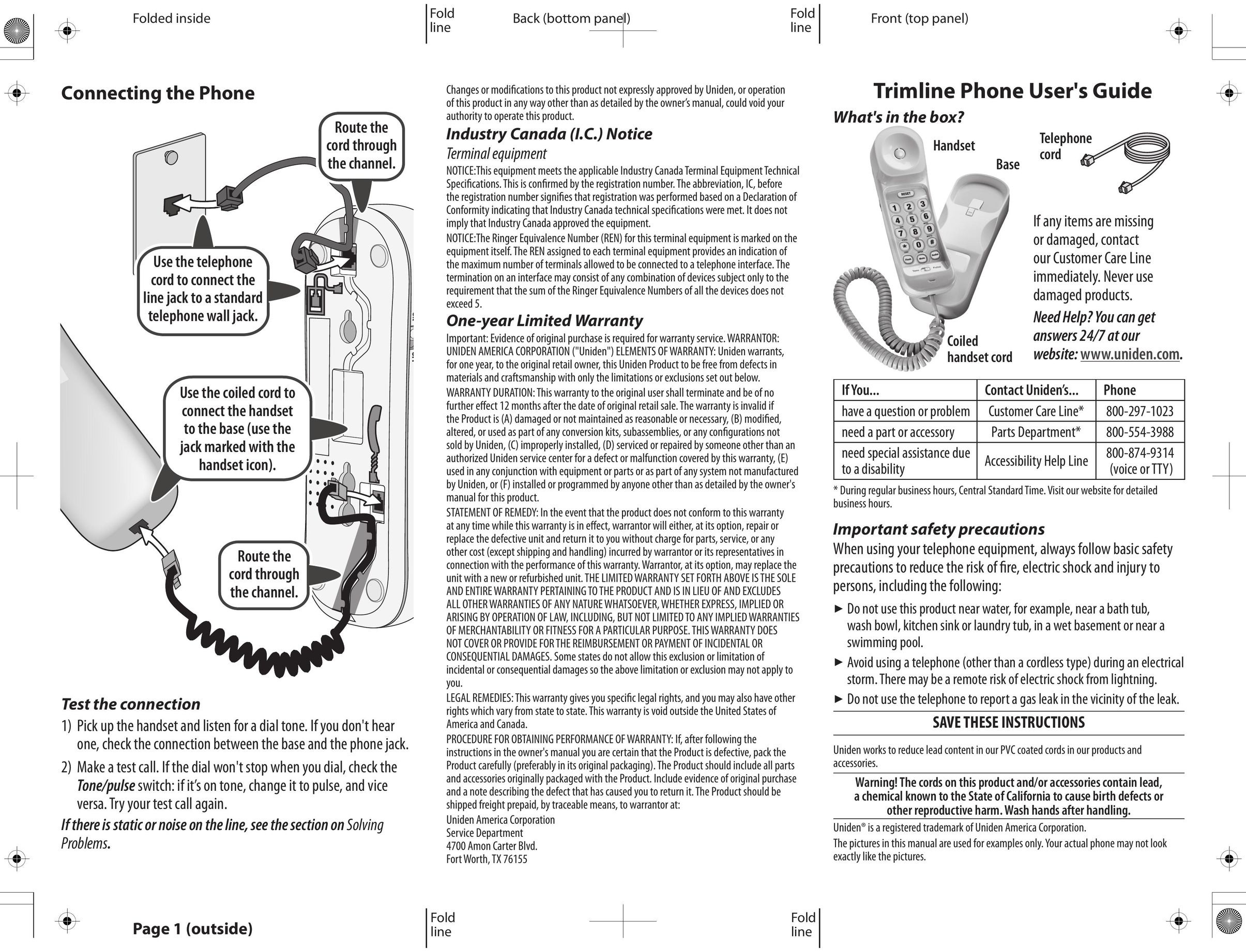Uniden CEZ200 Telephone User Manual