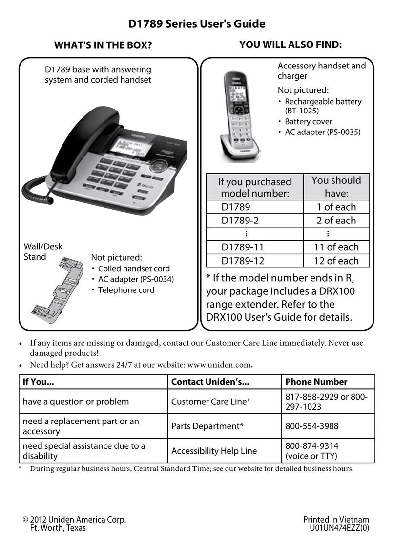 Uniden D1789-11 Telephone User Manual