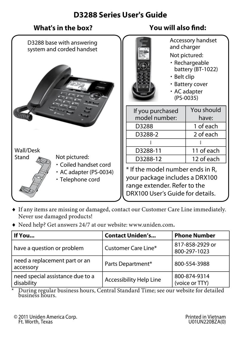 Uniden D3288-2 Telephone User Manual