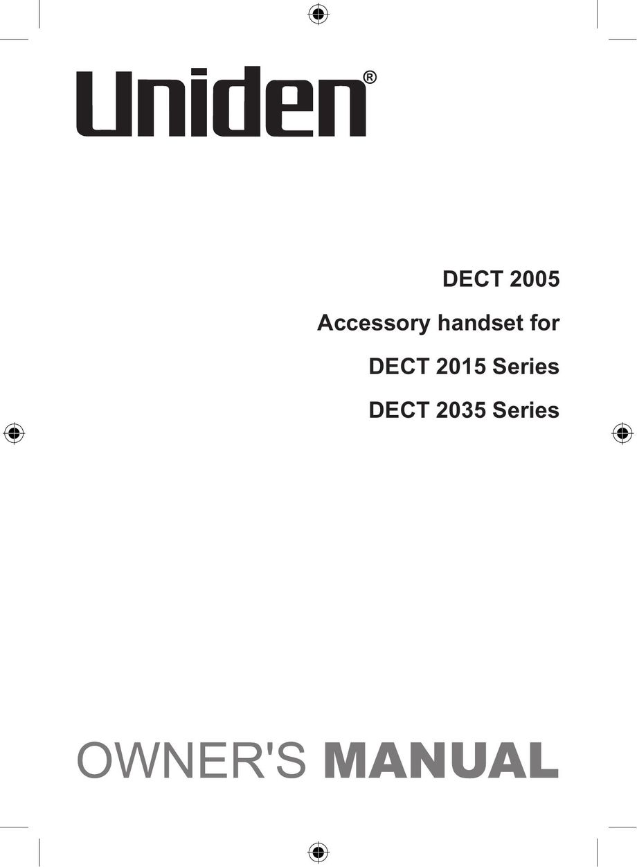 Uniden DECT 2005 Series Telephone User Manual