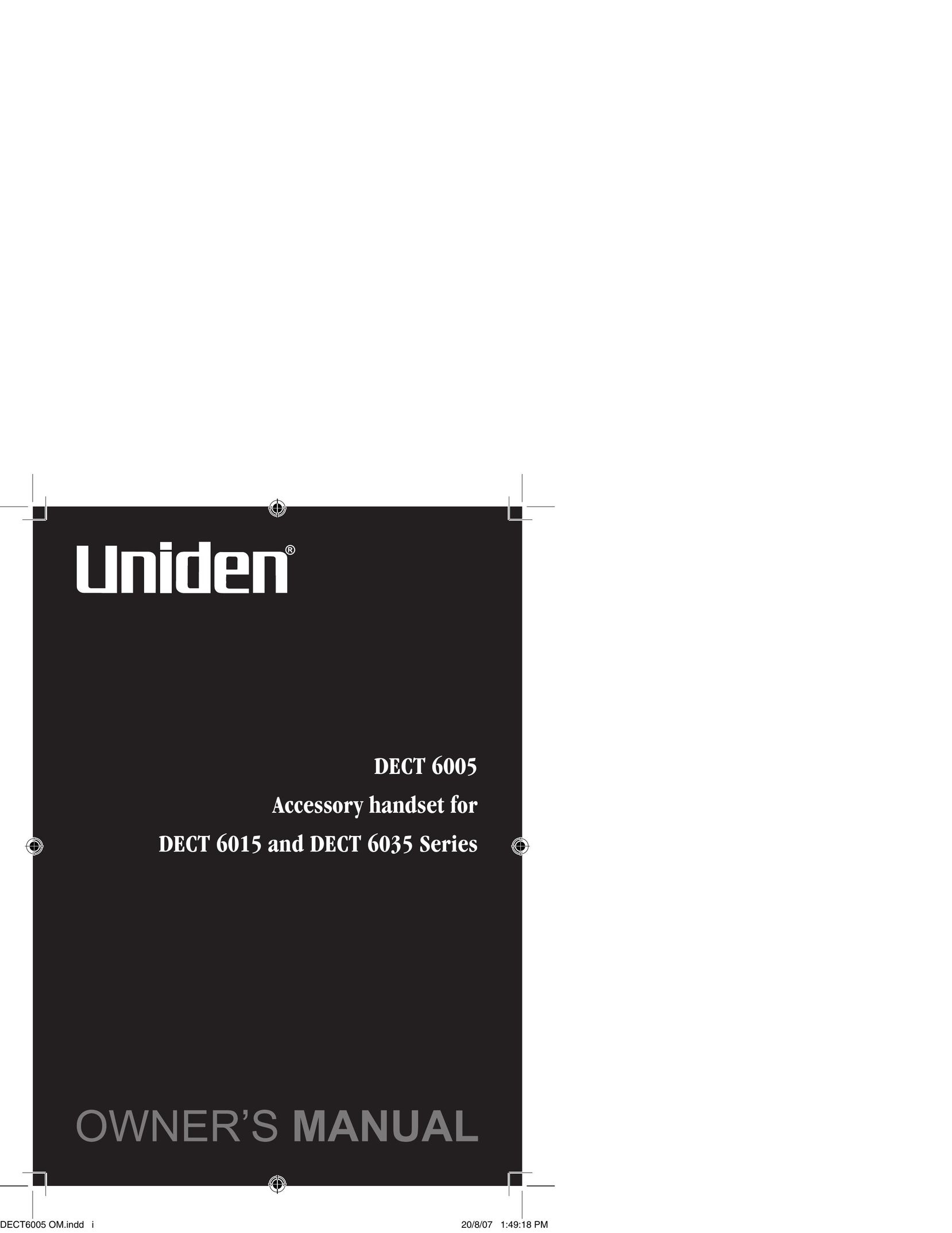 Uniden DECT 6015 Telephone User Manual