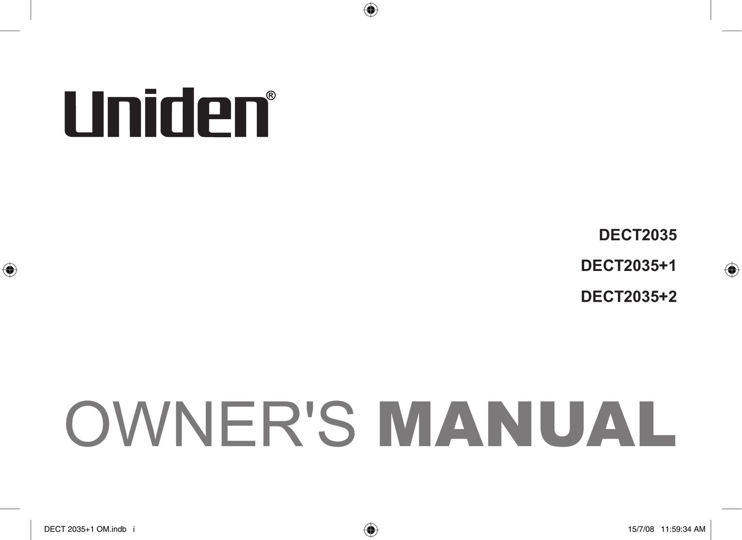 Uniden DECT2035+1 Telephone User Manual