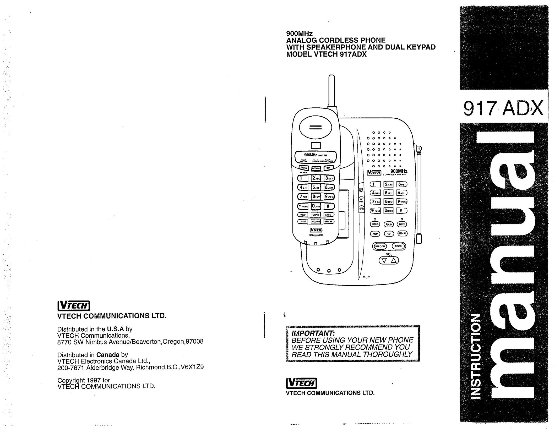 VTech 917ADX Telephone User Manual