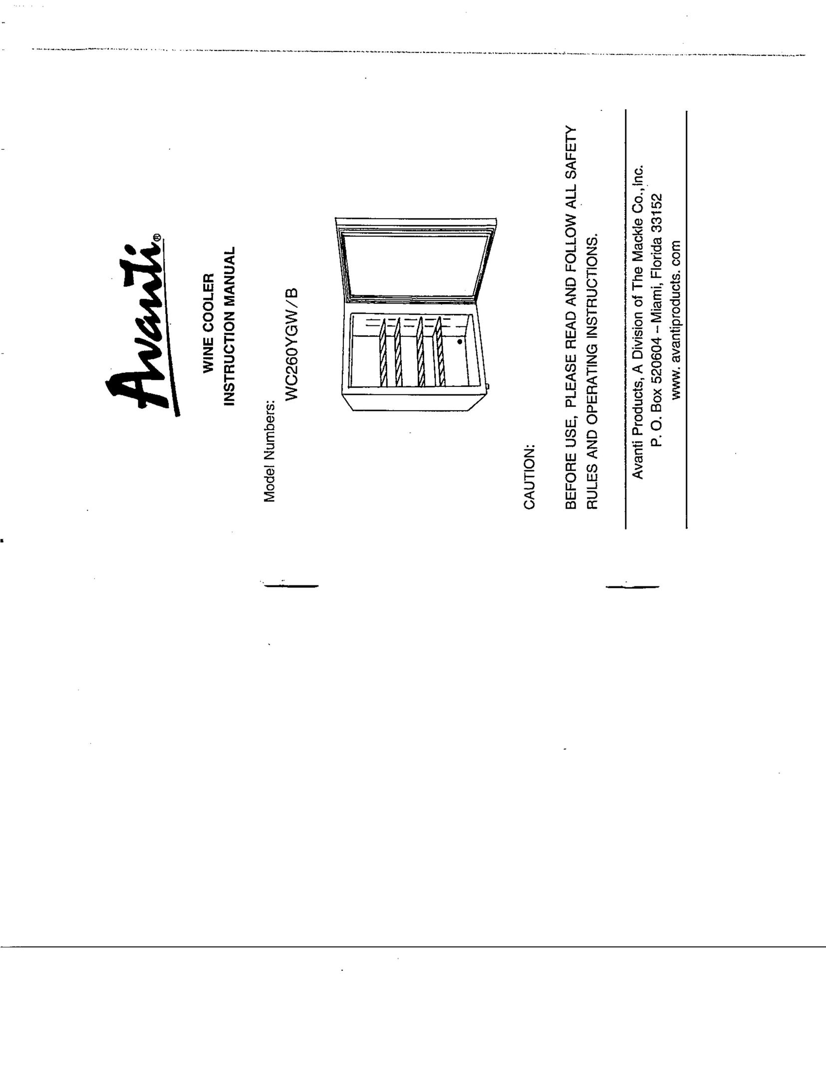 Avanti WC260YGW/B Telephone Accessories User Manual