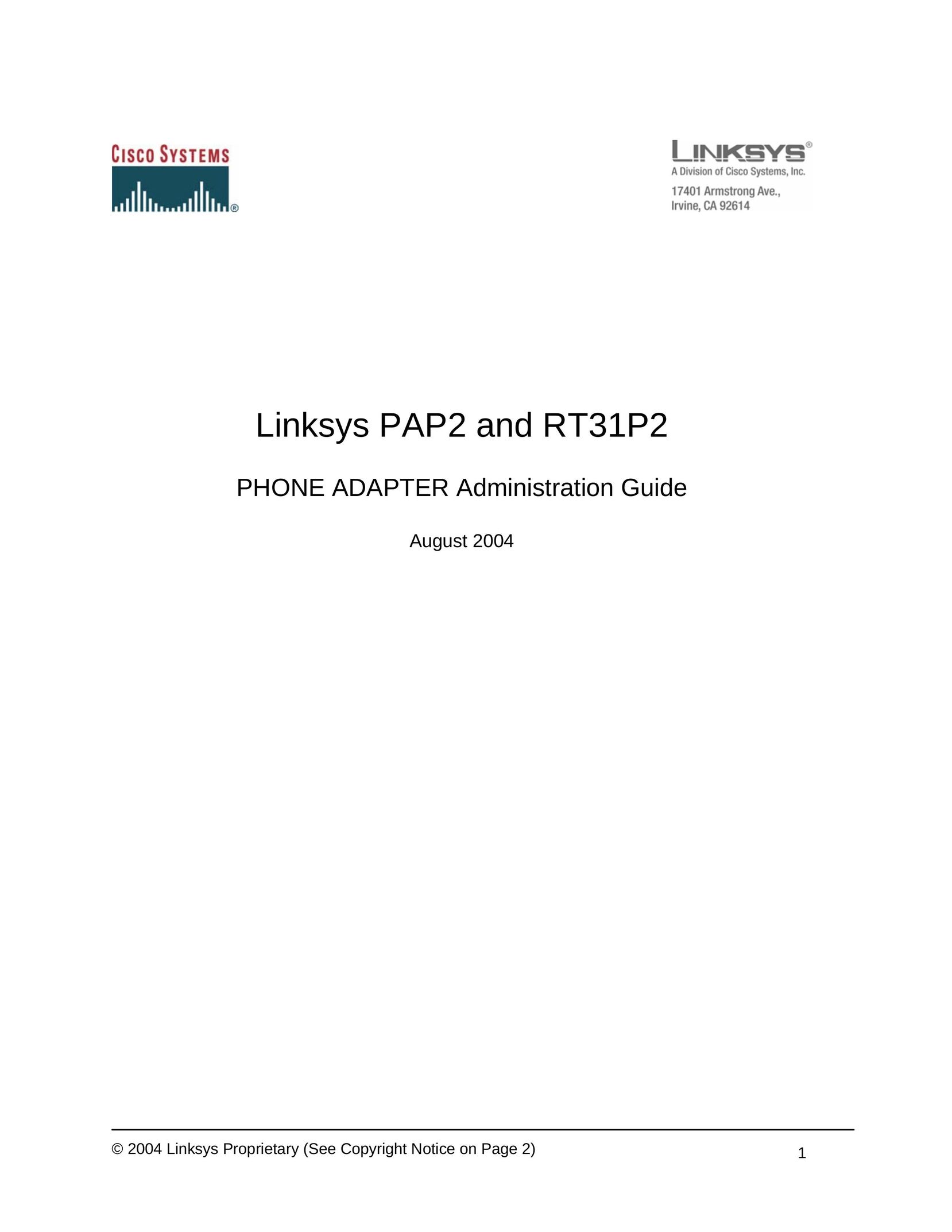 Cisco Systems Linksys PAP2 Telephone Accessories User Manual