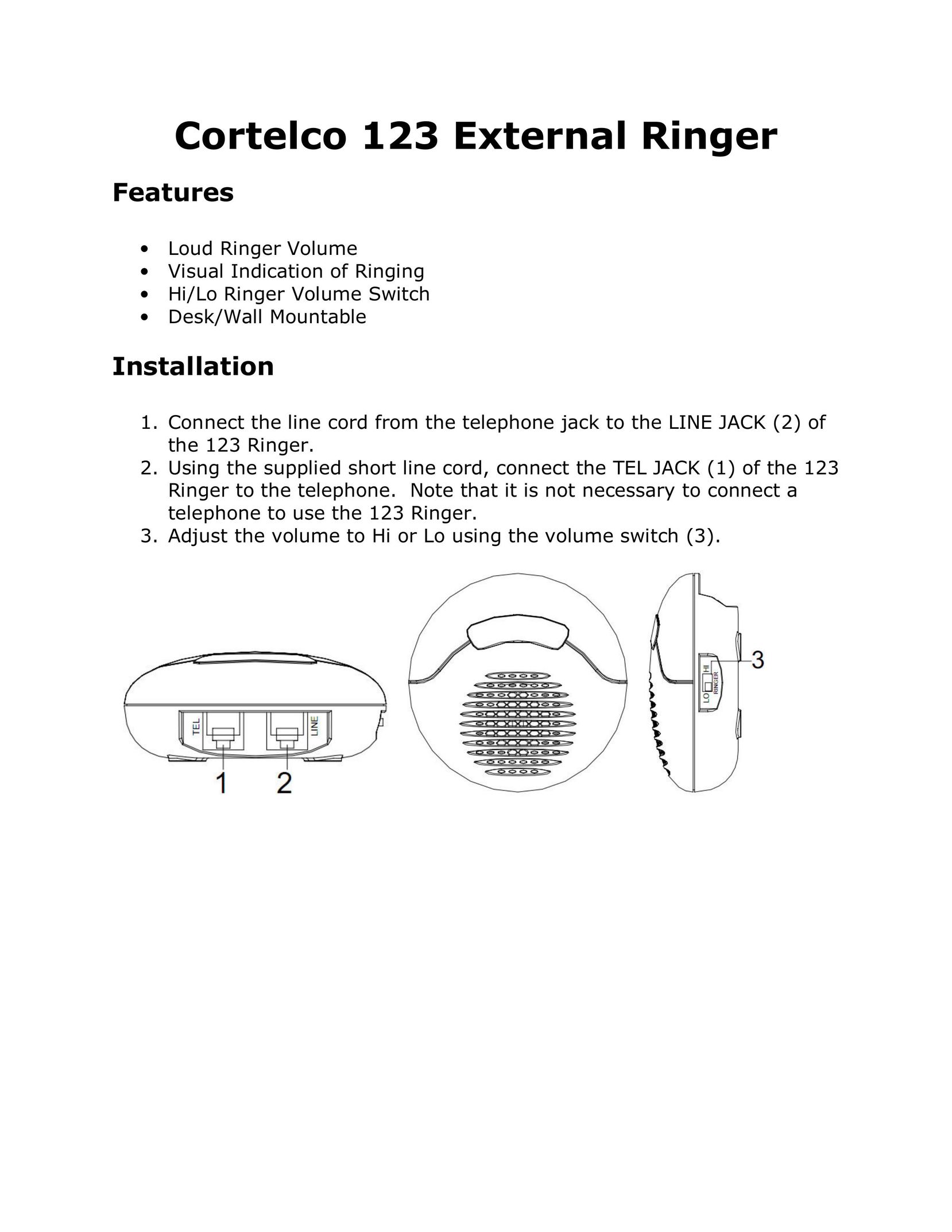 Cortelco 000123ELTPAK Telephone Accessories User Manual