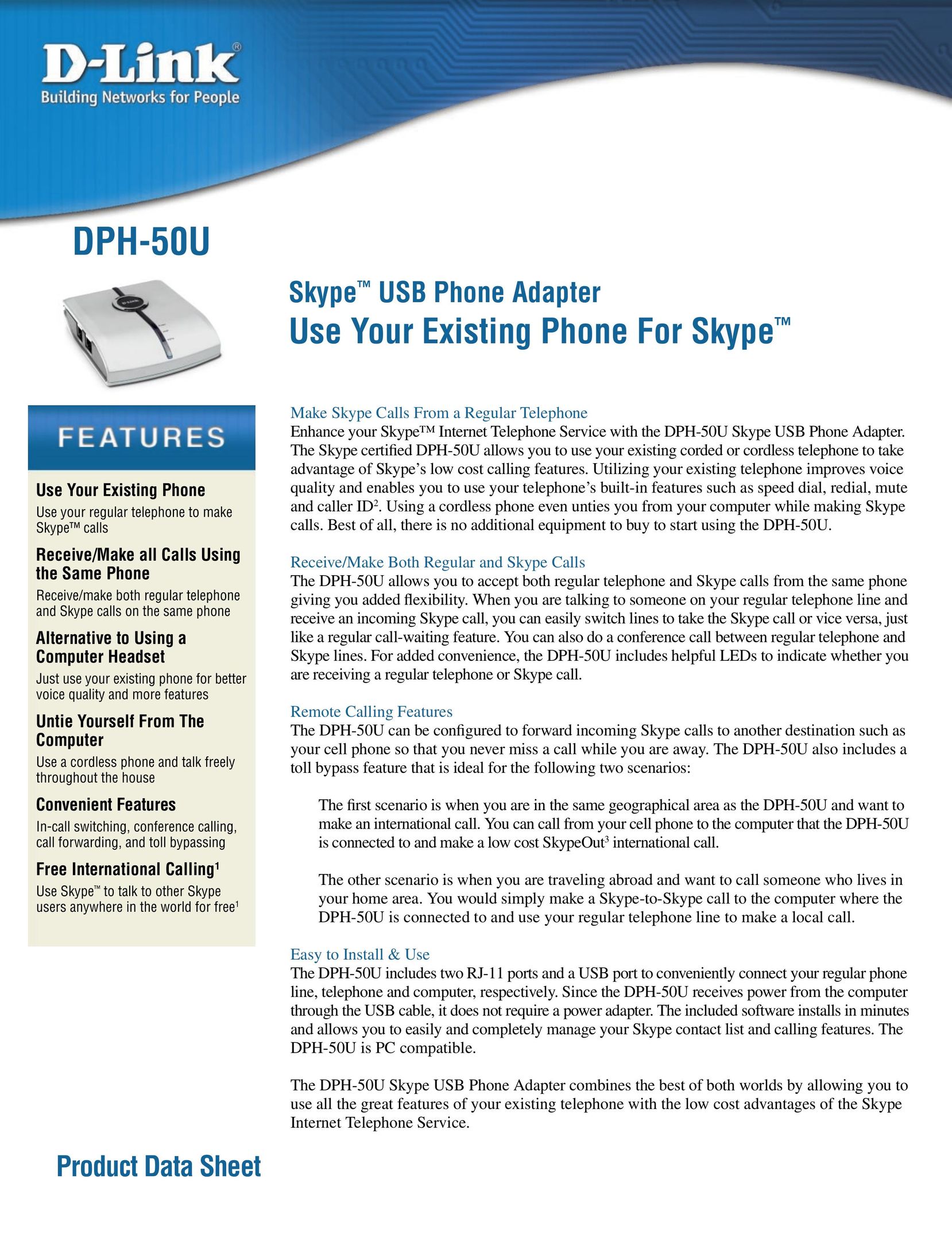 D-Link DPH-50U Telephone Accessories User Manual