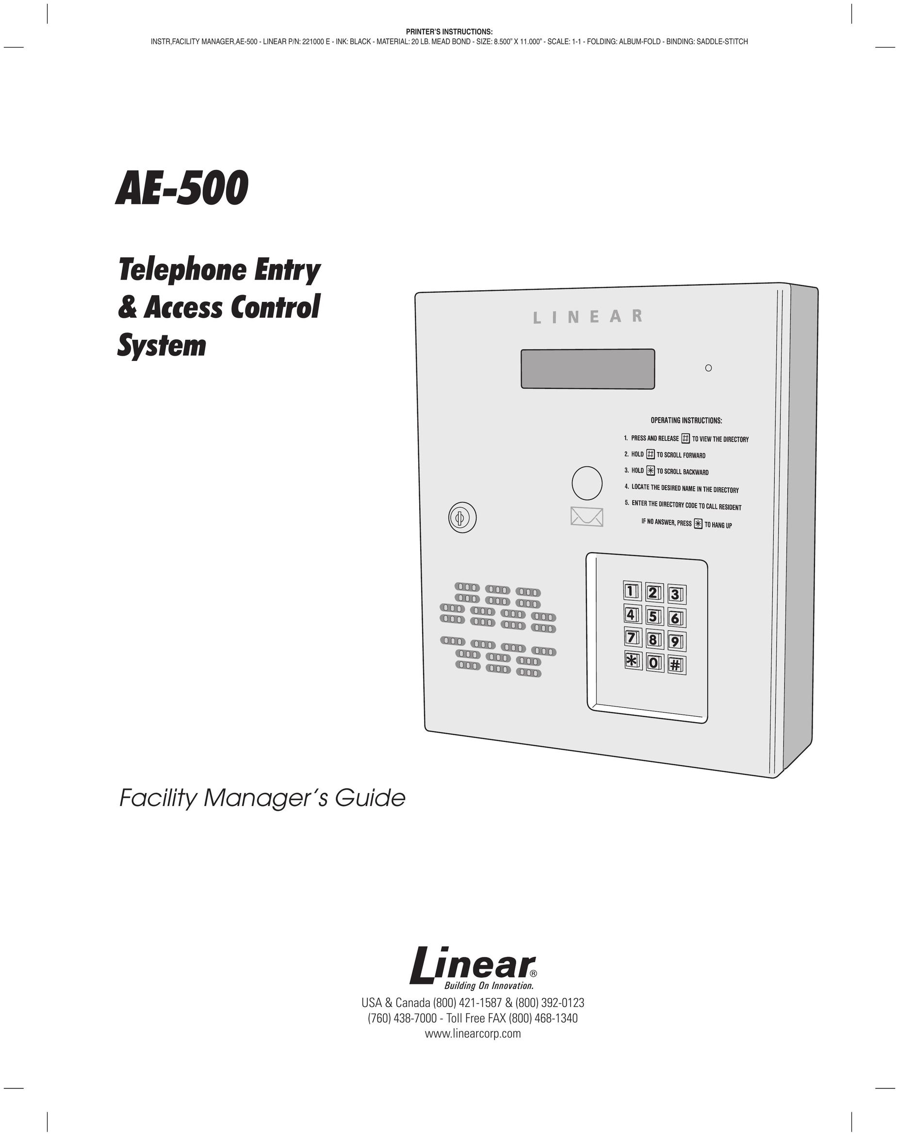Linear AE-500 Telephone Accessories User Manual