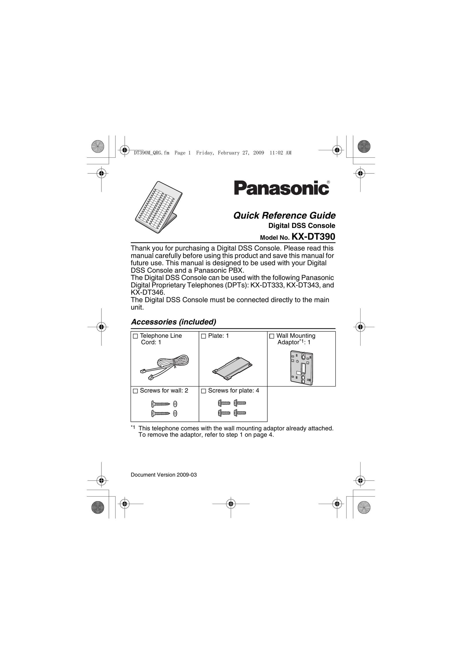 Panasonic KX-DT390 Telephone Accessories User Manual
