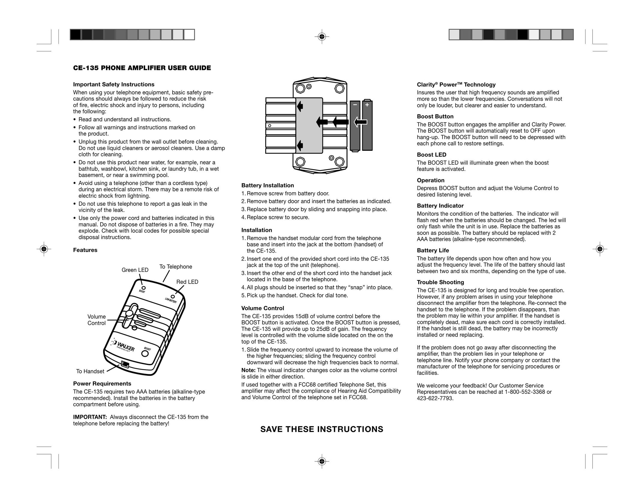 Radio Shack CE-135 Telephone Accessories User Manual