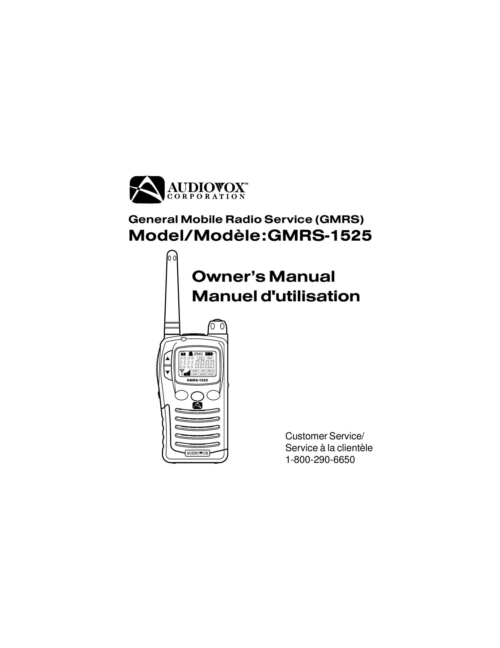 Audiovox 1525 Two-Way Radio User Manual