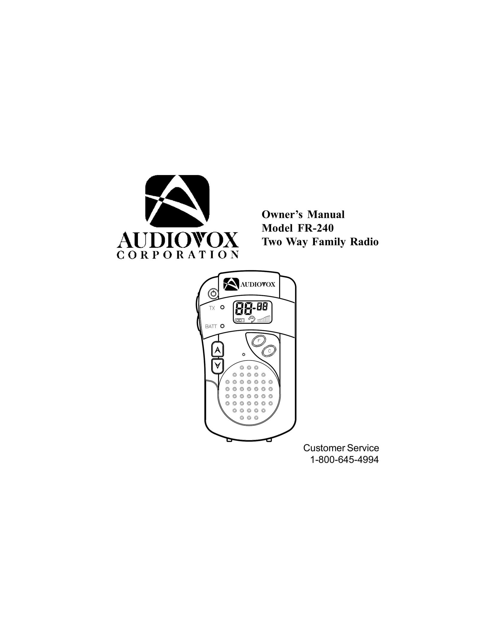 Audiovox FR-240 Two-Way Radio User Manual
