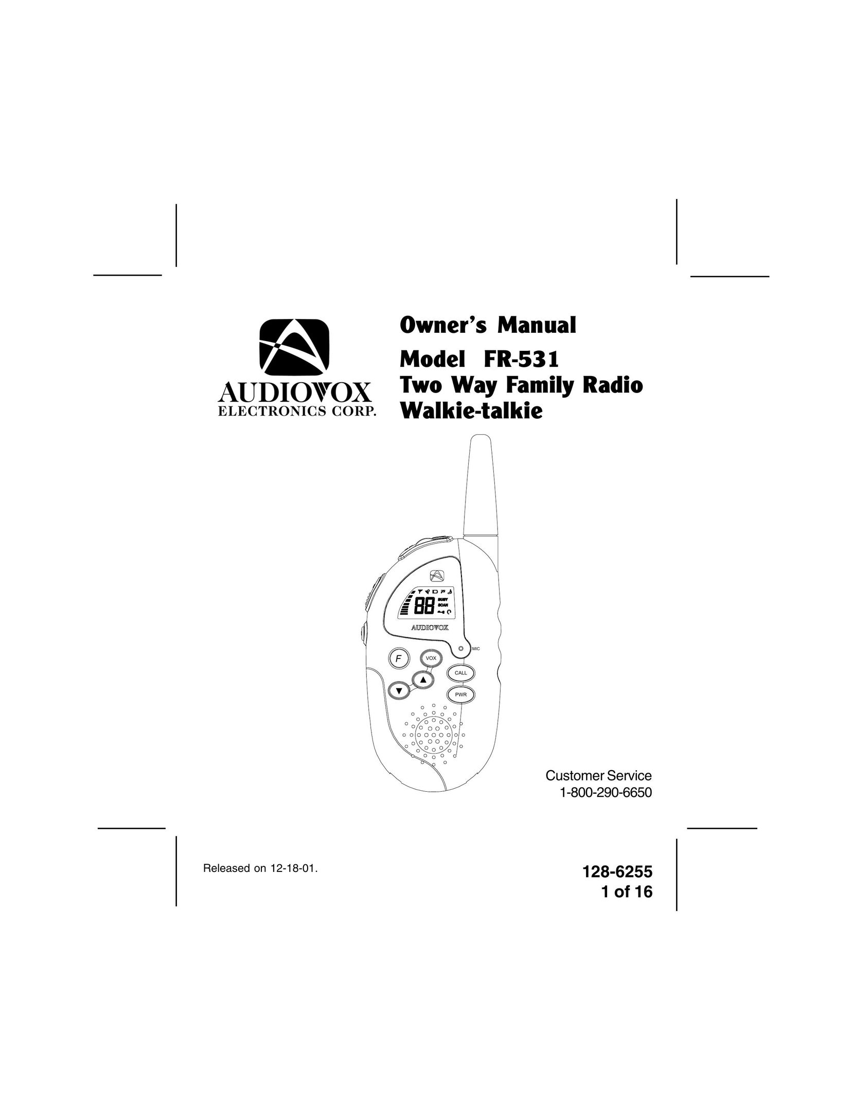 Audiovox FR-531 Two-Way Radio User Manual