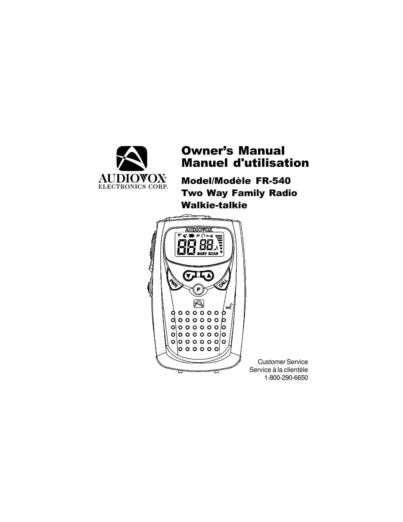 Audiovox FR-540 Two-Way Radio User Manual