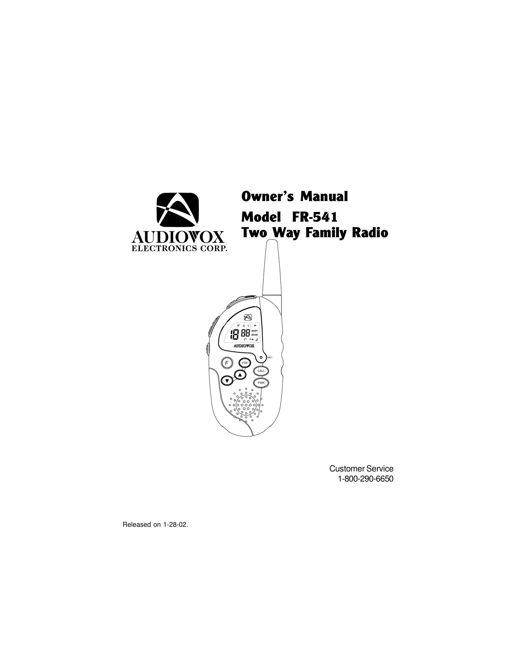 Audiovox FR-541 Two-Way Radio User Manual