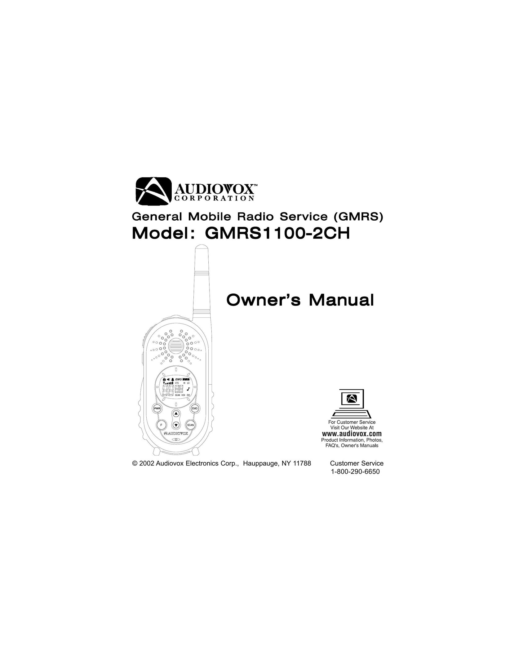 Audiovox GMRS1100-2CH Two-Way Radio User Manual