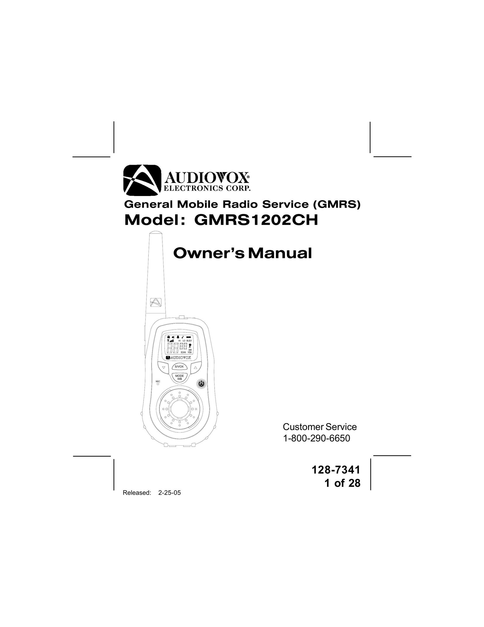 Audiovox GMRS1202CH Two-Way Radio User Manual